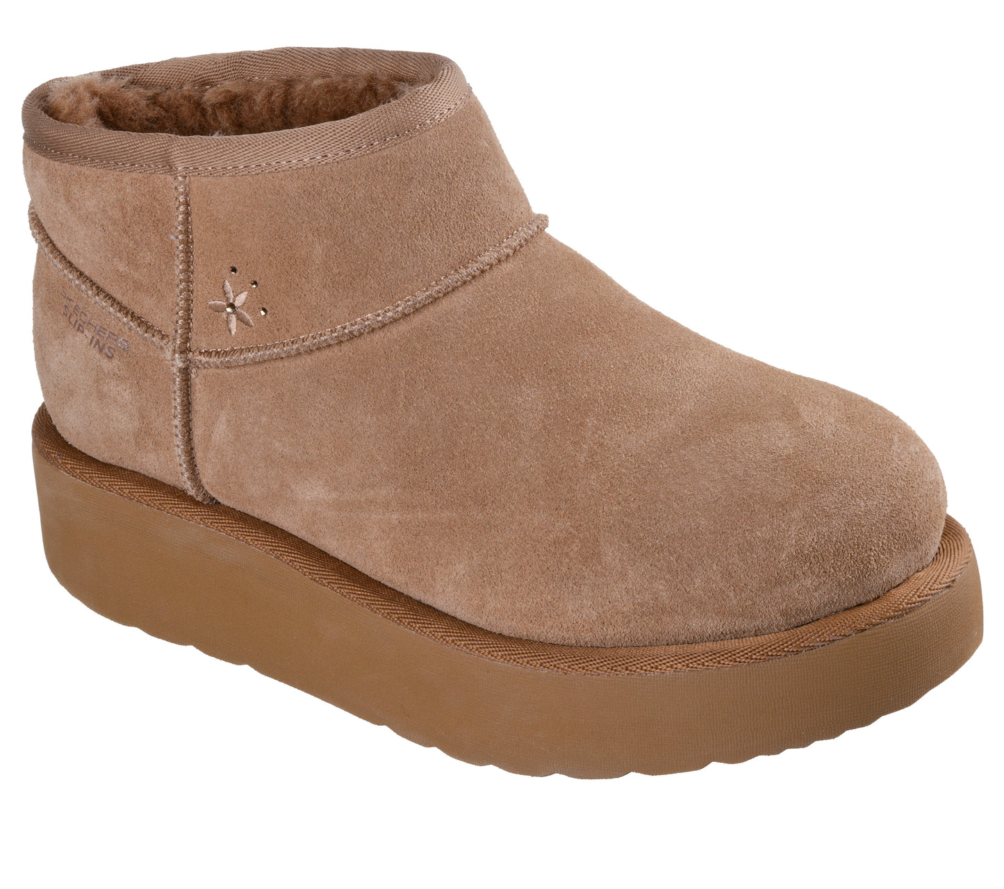 Skechers Keep Cozy Platform Womens Tan Suede Boot