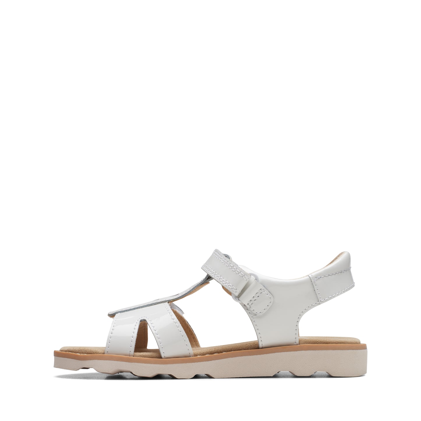 Clarks Crown Beat K Girls White Patent Sandal