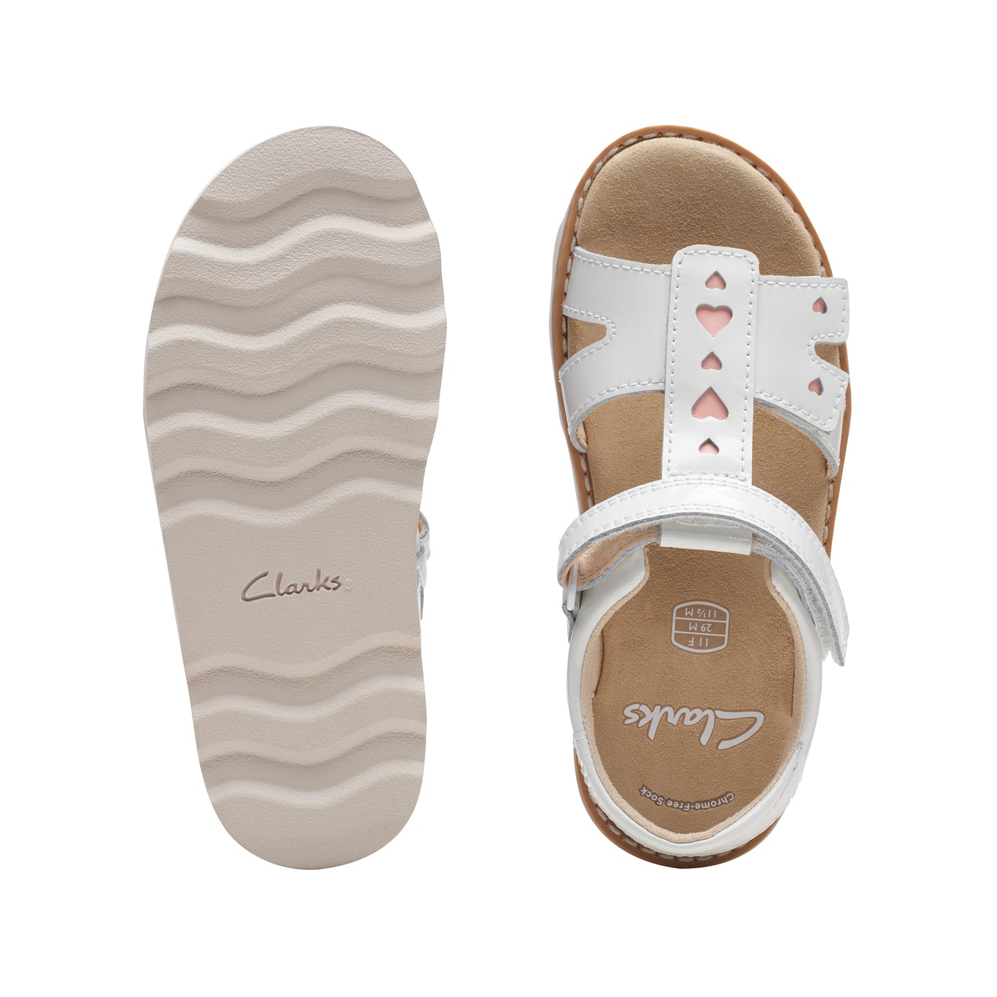 Clarks Crown Beat K Girls White Patent Sandal