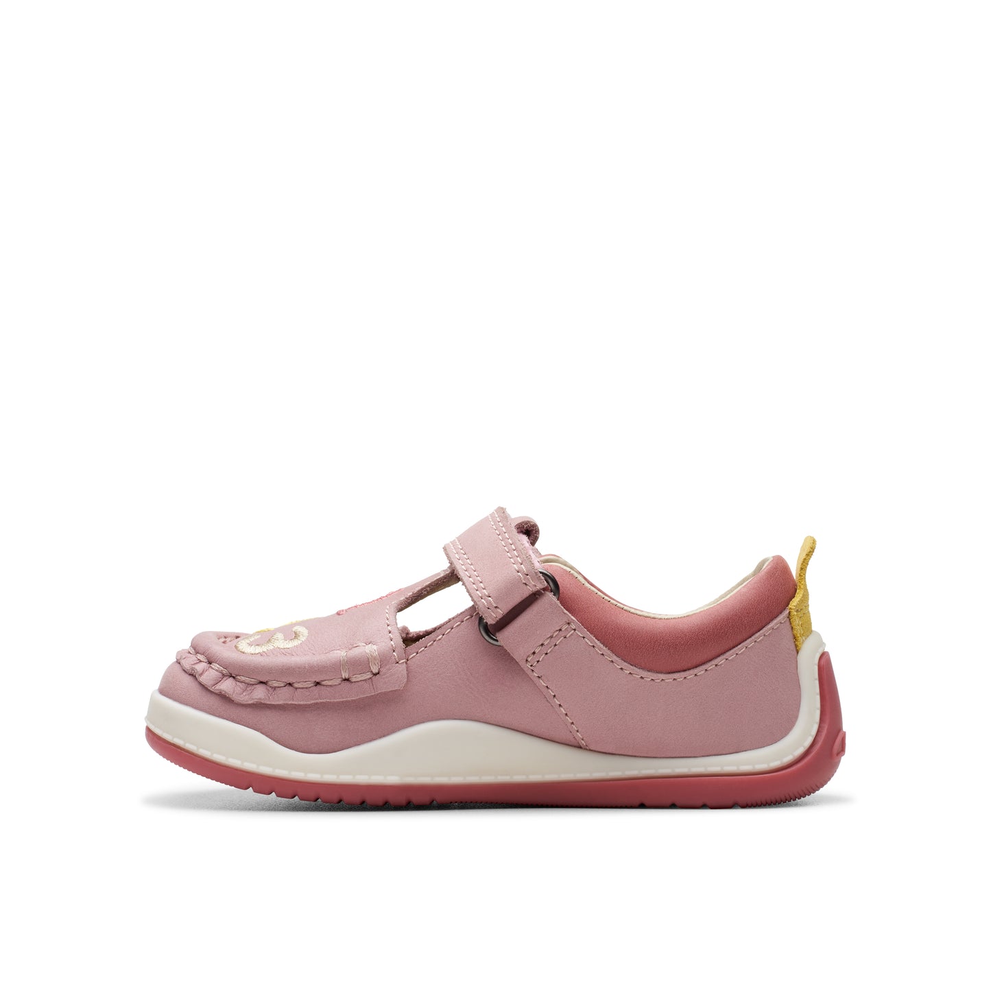 Clarks Noodle Shine T Girls Dusty Pink T-Bar Shoe