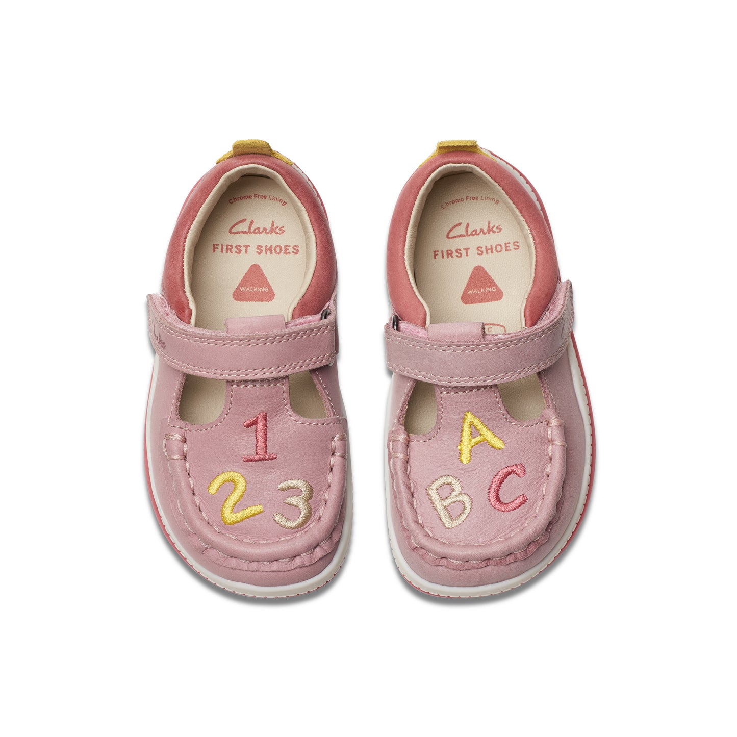 Clarks Noodle Shine T Girls Dusty Pink T-Bar Shoe