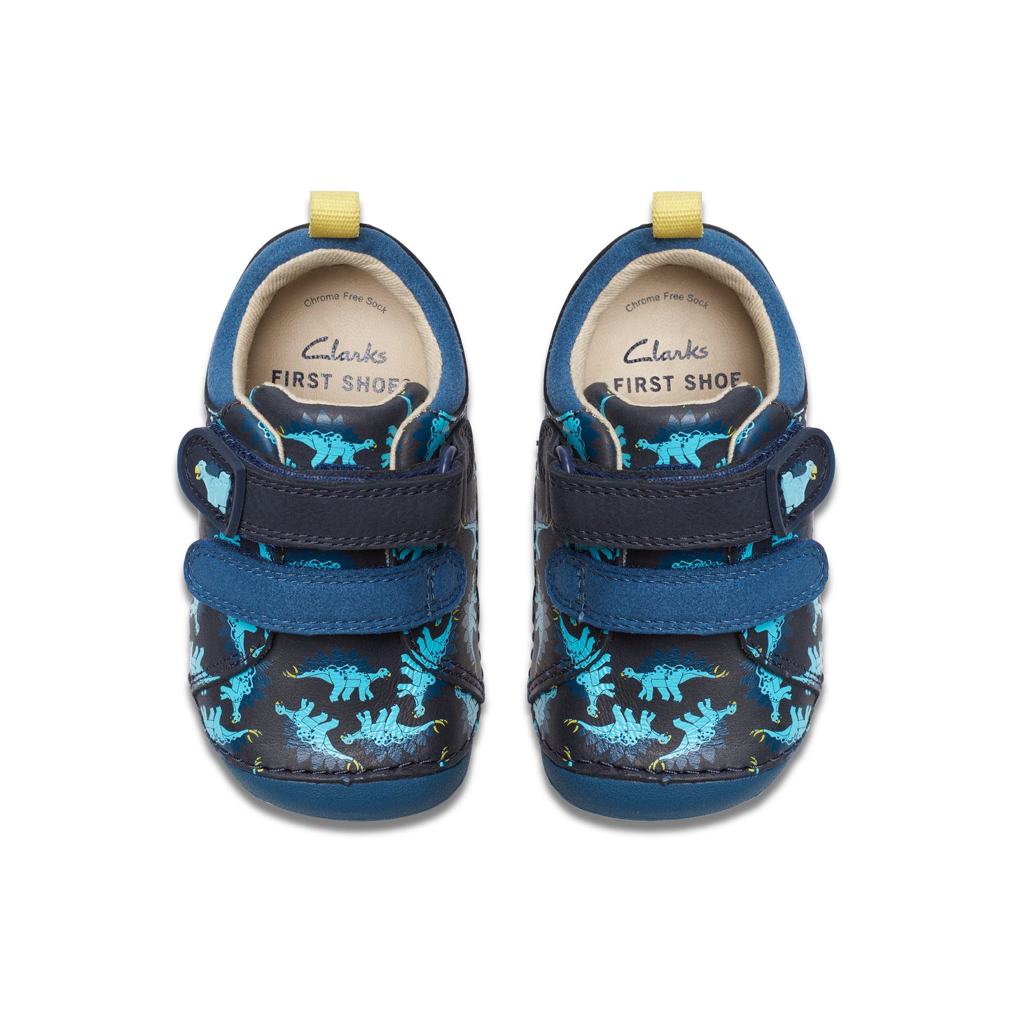 Clarks Tiny Stomp T Boys Navy Dinosaur Pre-Walker Shoes