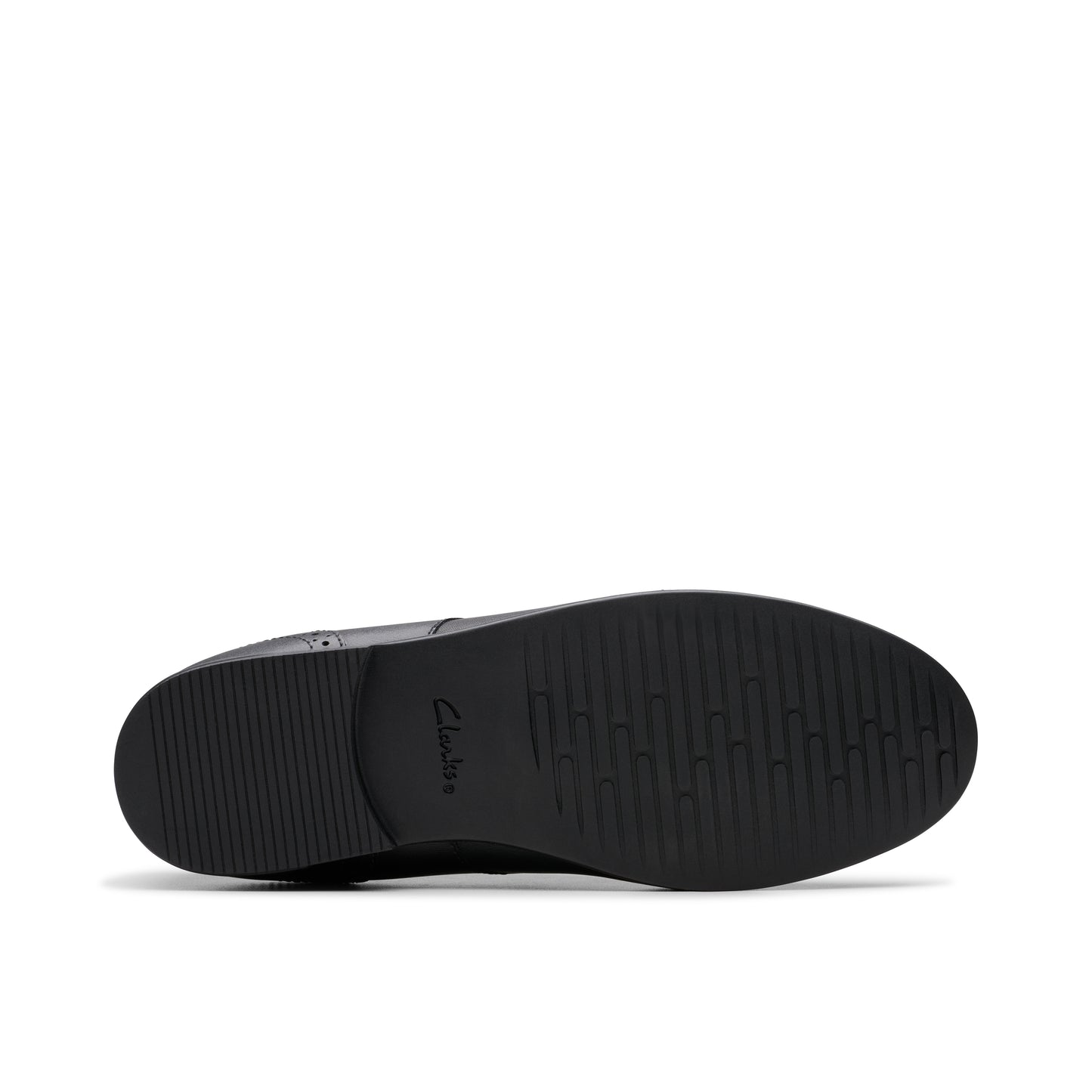 Clarks Finja Brogue Y Girls Black School Shoe