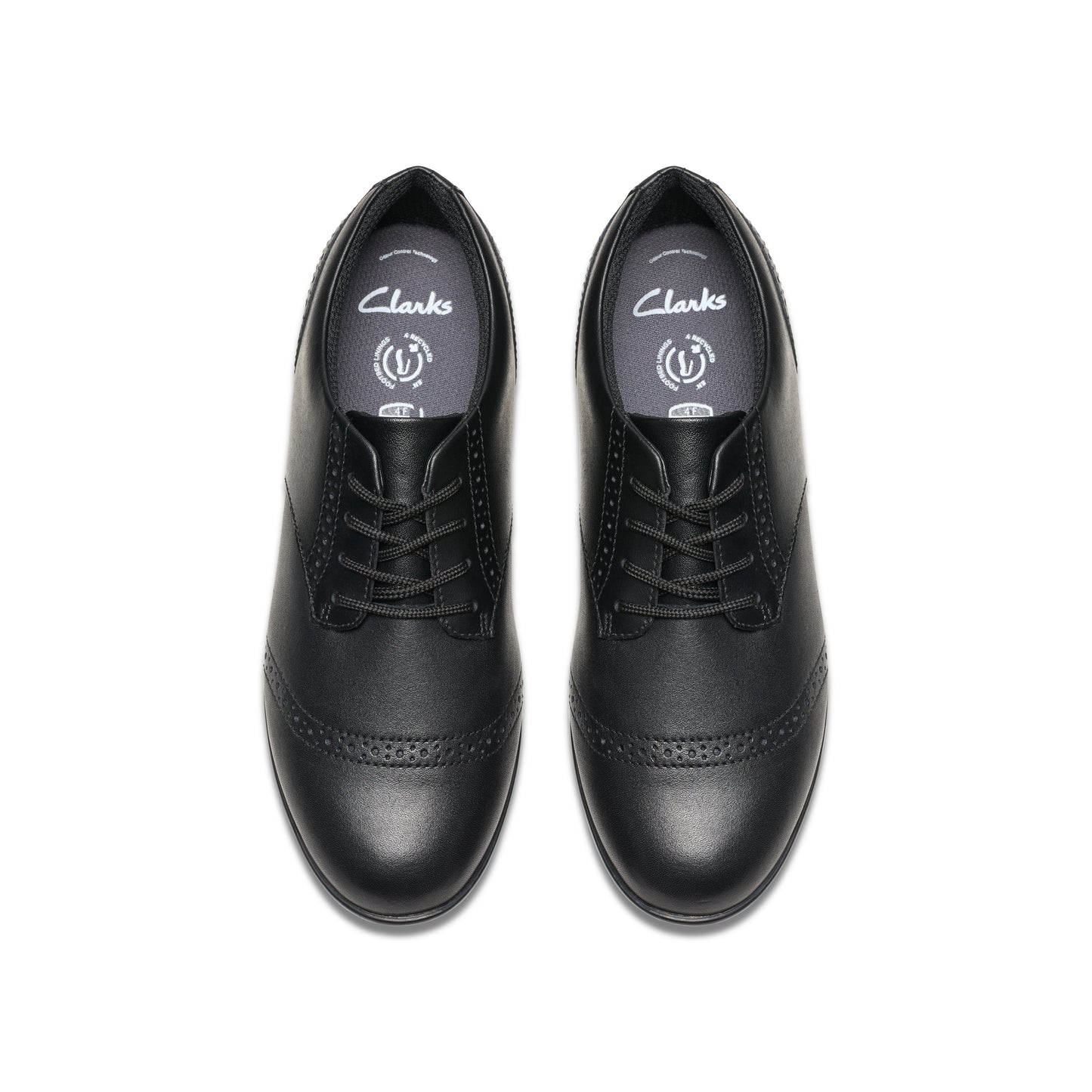 Clarks Finja Brogue Y Girls Black School Shoe