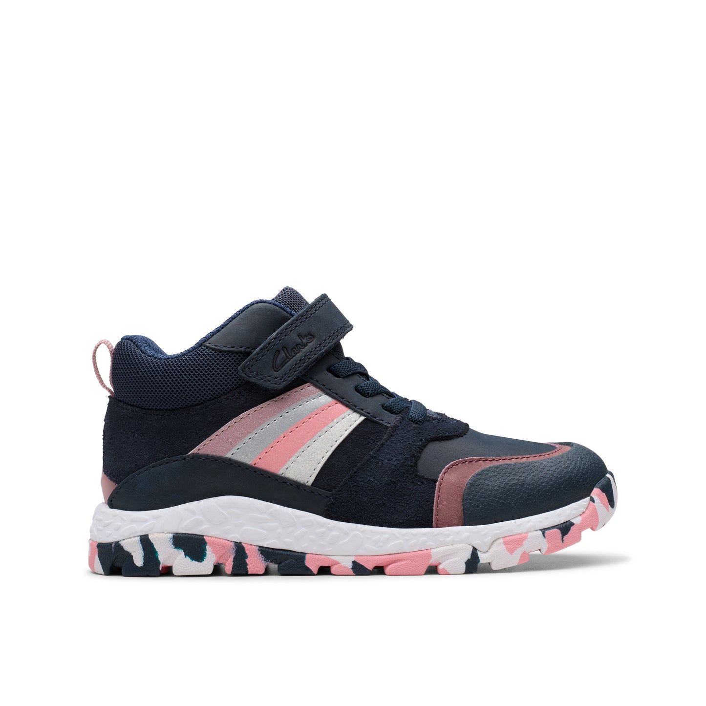 Clarks Tidal 2 Glow K Girls Navy Multi Ankle Boot