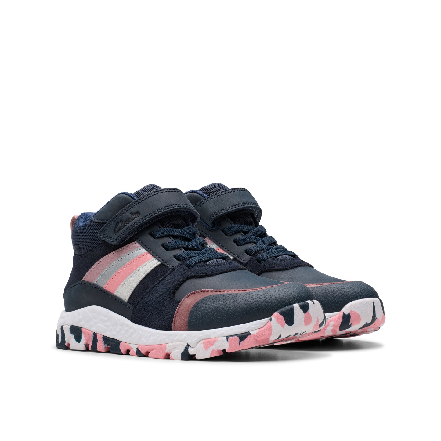 Clarks Tidal 2 Glow K Girls Navy Multi Ankle Boot