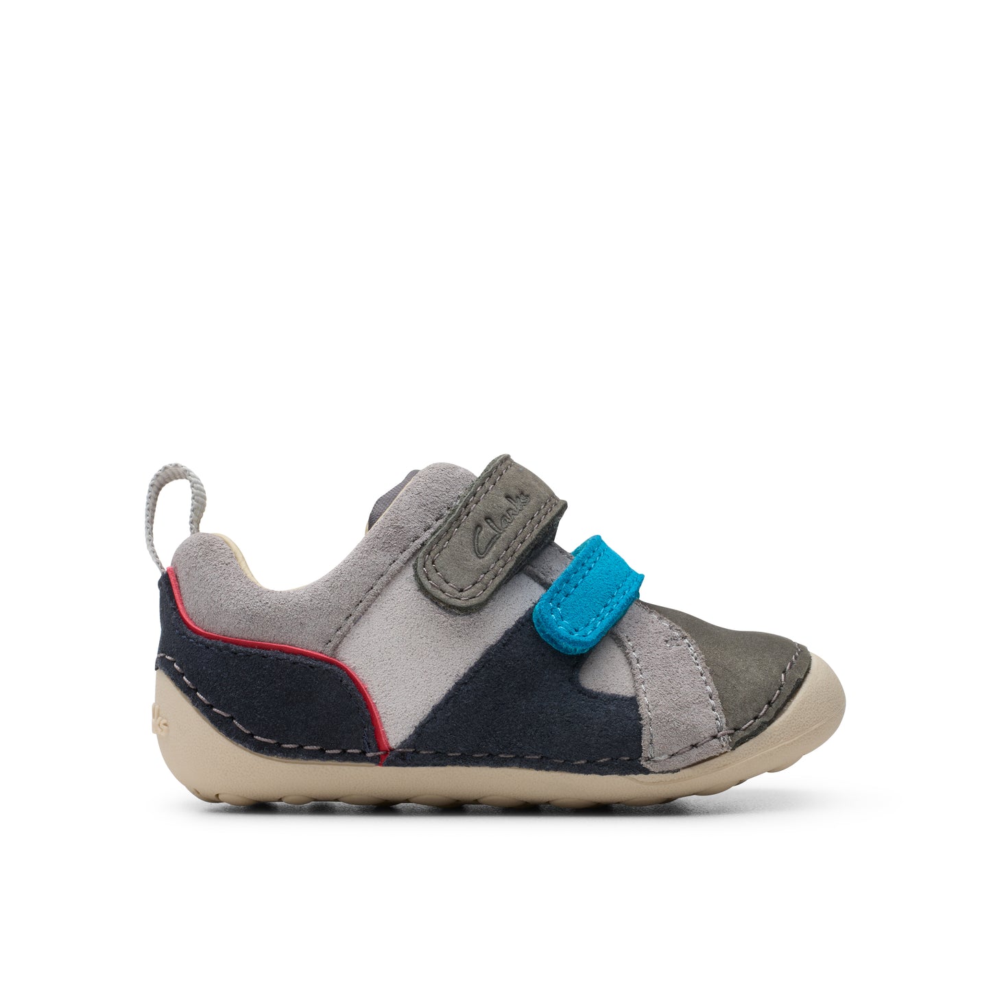 Clarks Tiny Oslo T Boys Grey Combi Pre Walker Shoe
