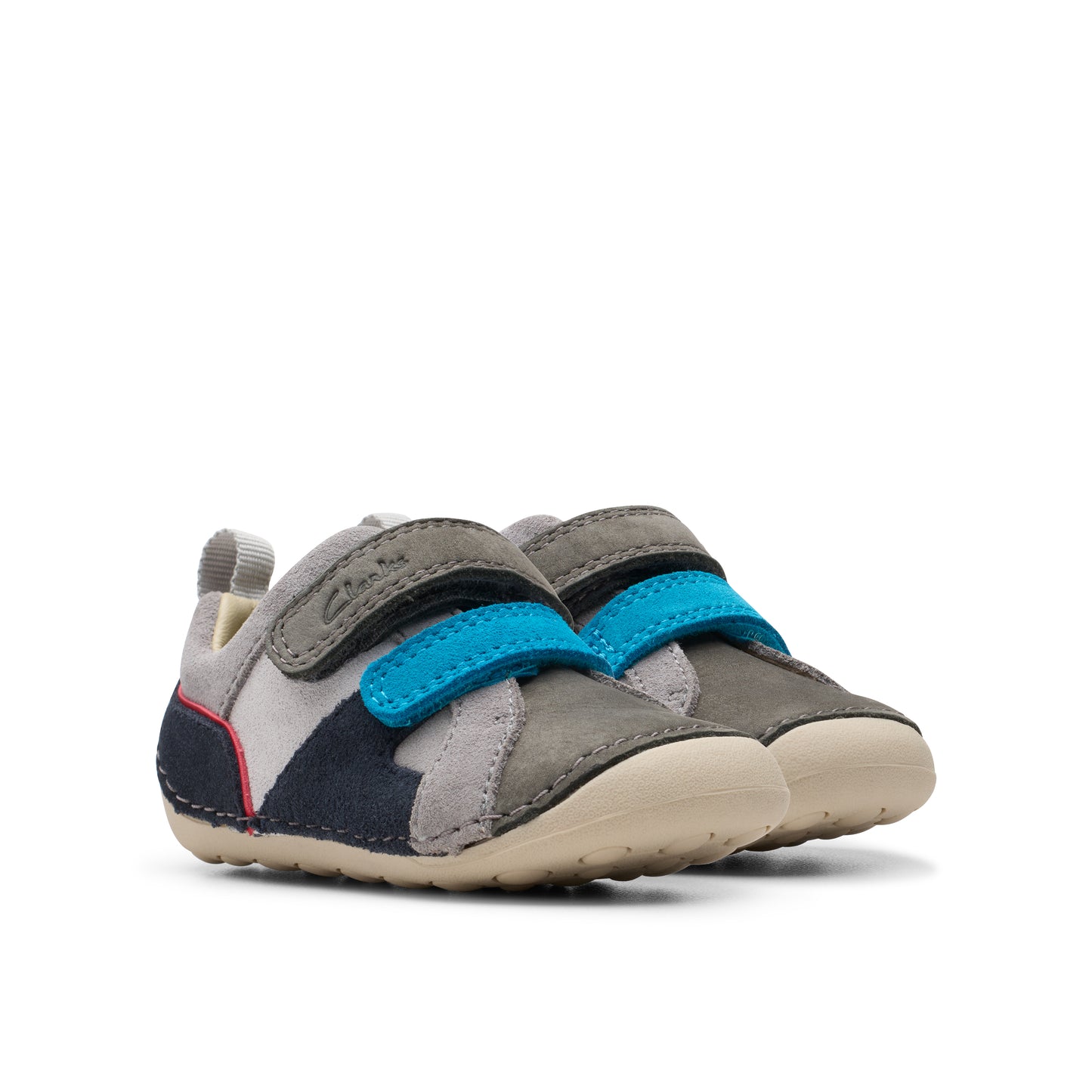 Clarks Tiny Oslo T Boys Grey Combi Pre Walker Shoe