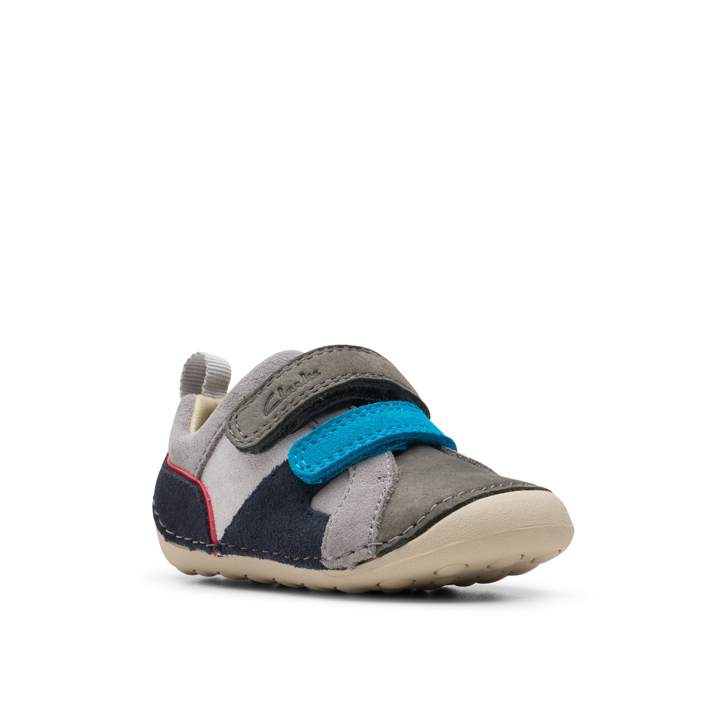 Clarks Tiny Oslo T Boys Grey Combi Pre Walker Shoe