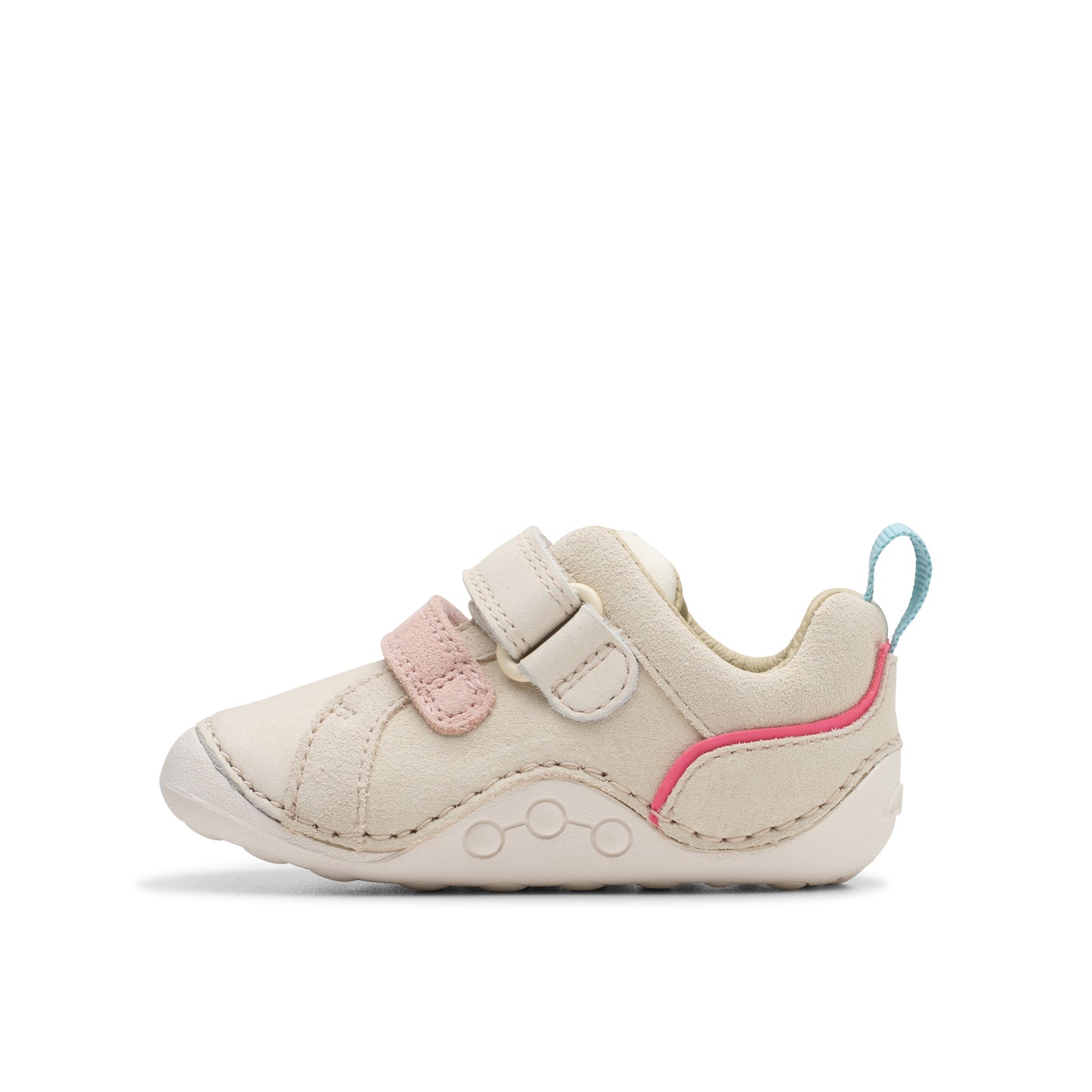 Clarks Tiny Oslo T Girls White Combi Pre Walker Shoe