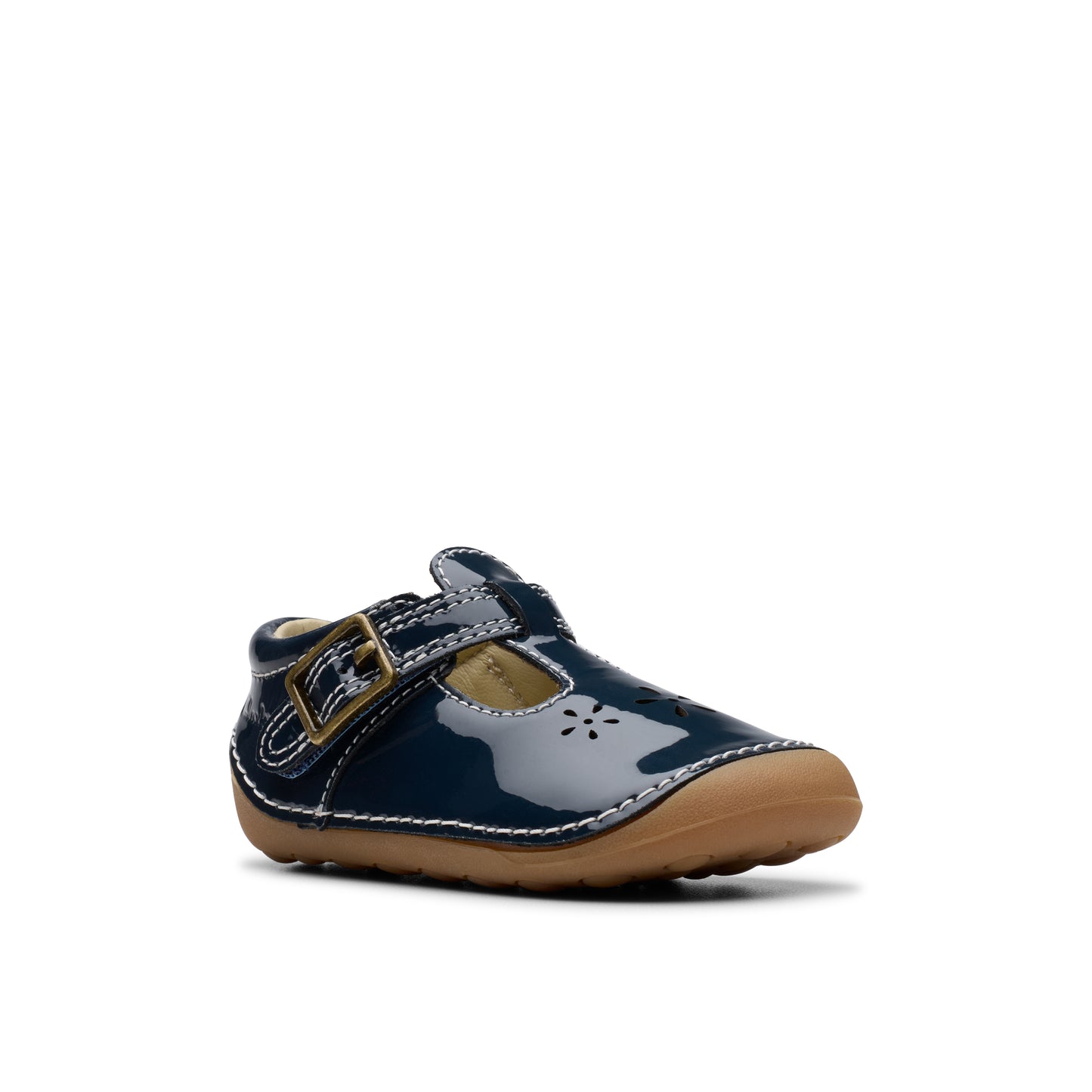 Clarks Tiny Skip T Girls Navy Patent Pre-Walker Shoe