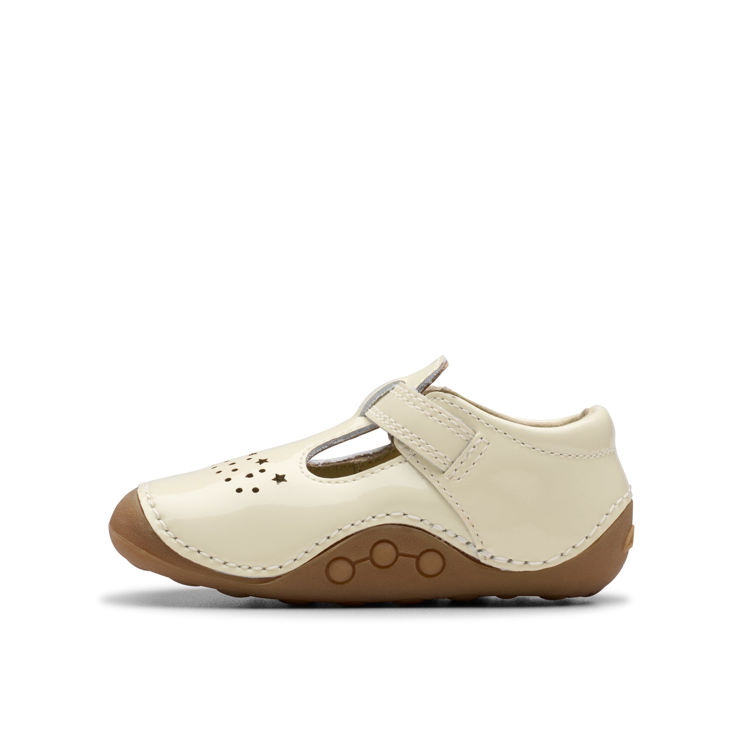 Clarks Tiny Skip T Girls White Patent Pre-Walker Shoe
