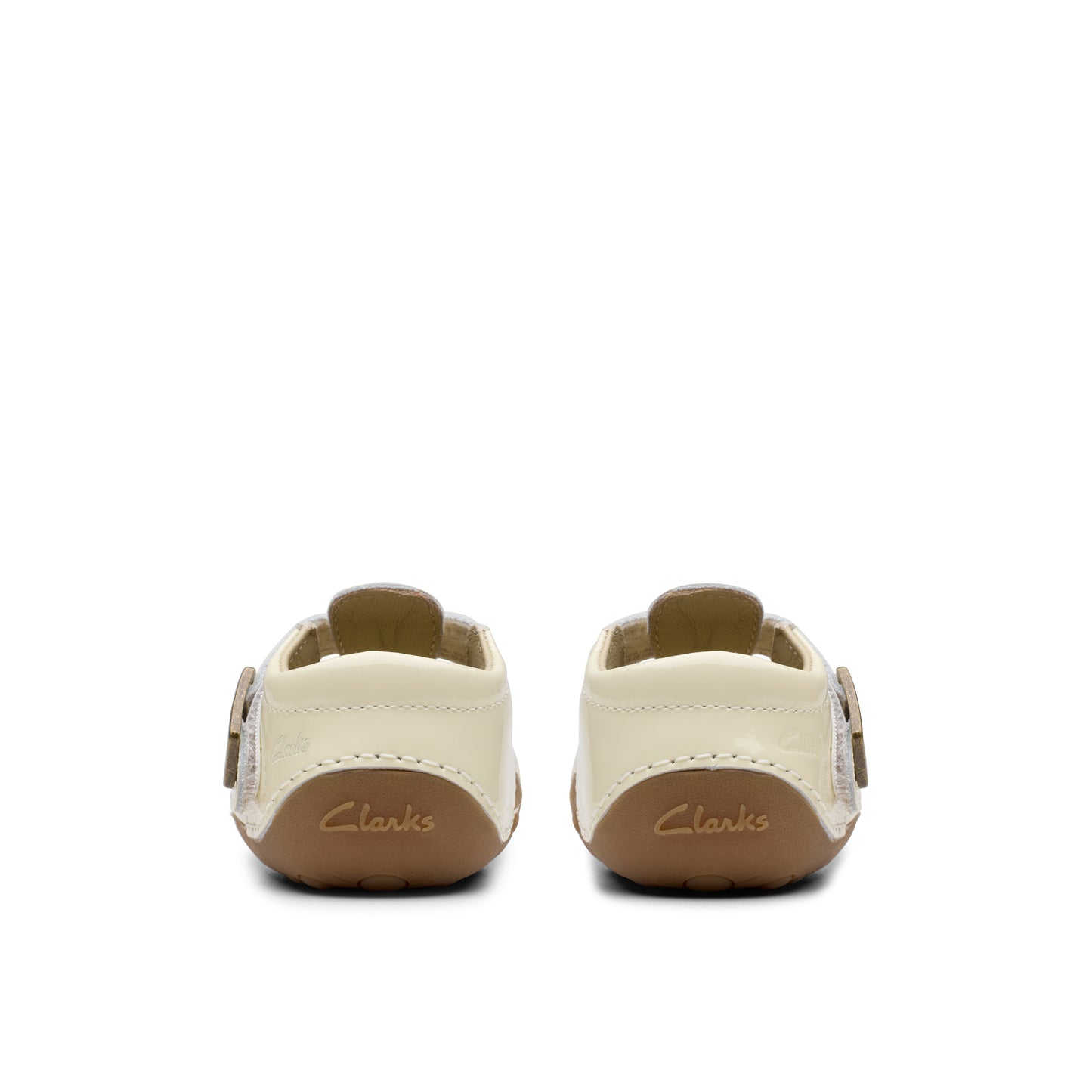 Clarks Tiny Skip T Girls White Patent Pre-Walker Shoe