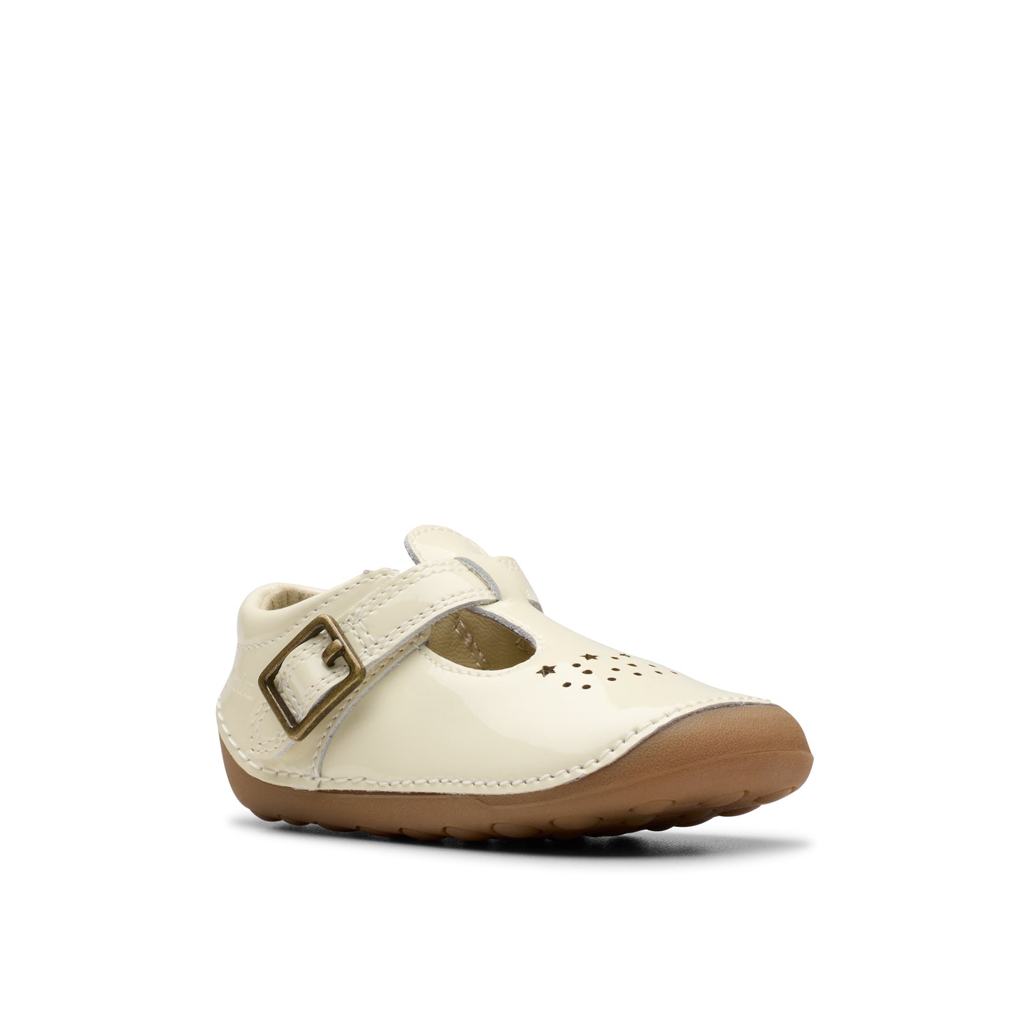 Clarks Tiny Skip T Girls White Patent Pre-Walker Shoe