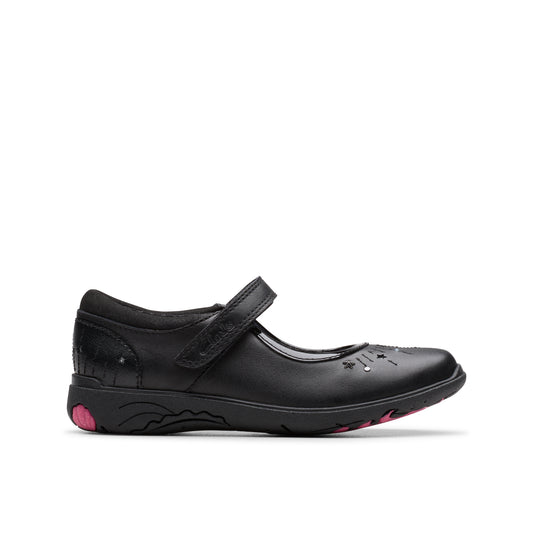 Clarks Relda Wish Girls Black School Shoe