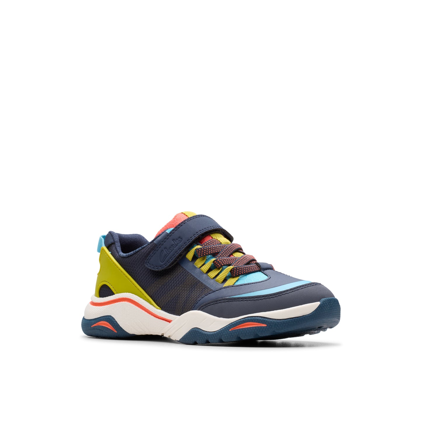 Clarks Feather Track K Boys Navy Trainers
