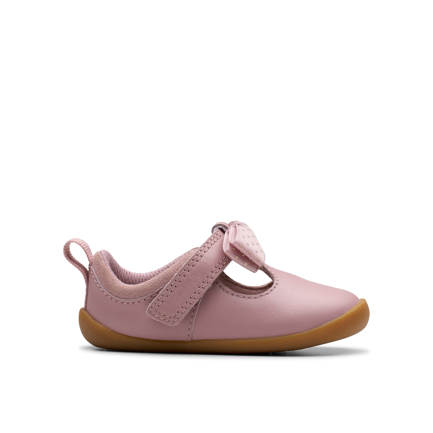 Clarks Roamer Trim T Girls Dusty Pink Bow Shoe