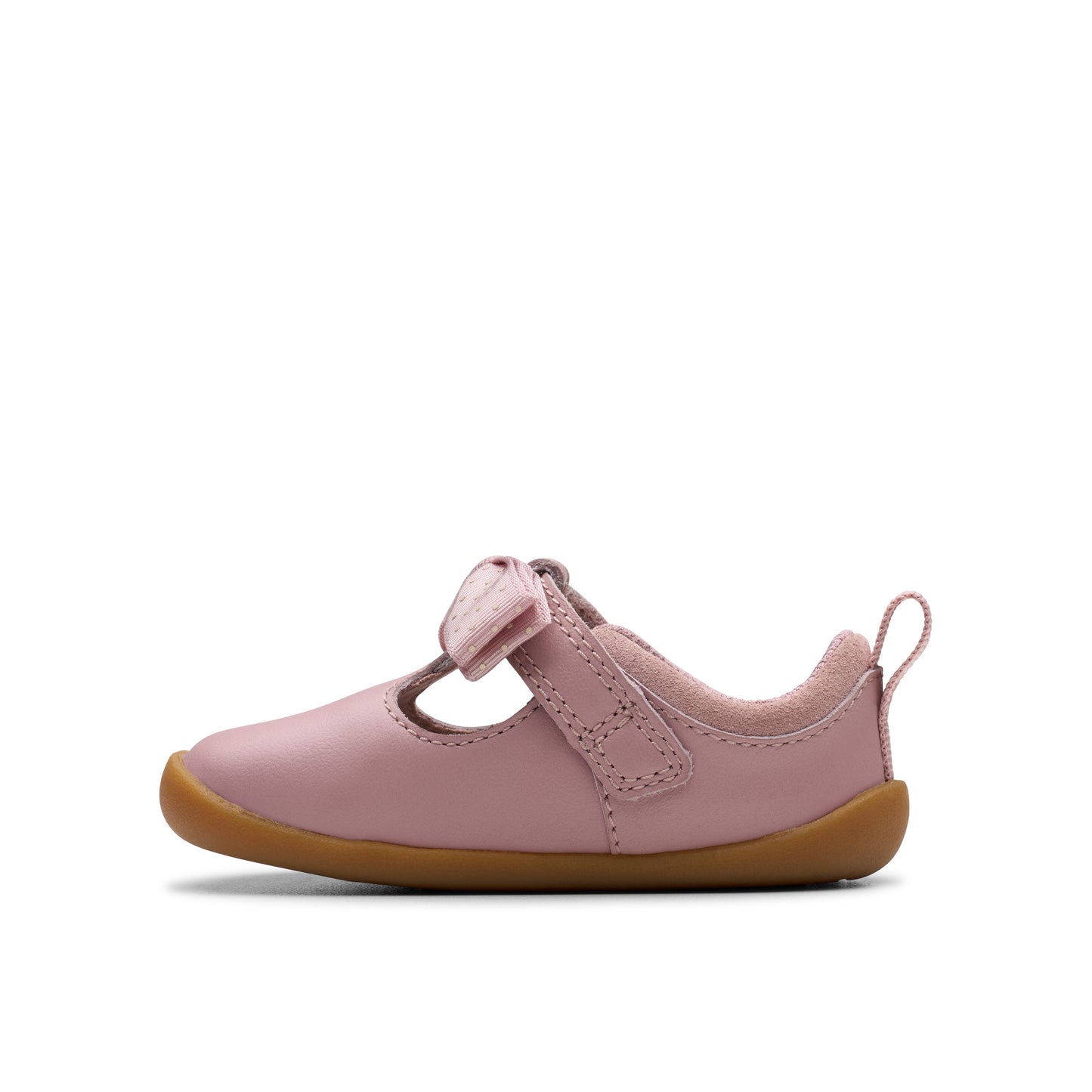 Clarks Roamer Trim T Girls Dusty Pink Bow Shoe
