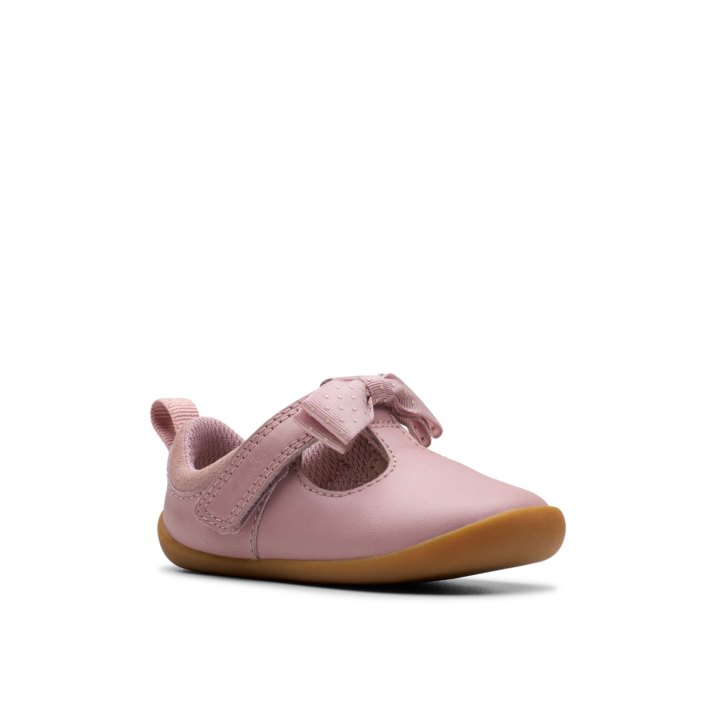 Clarks Roamer Trim T Girls Dusty Pink Bow Shoe