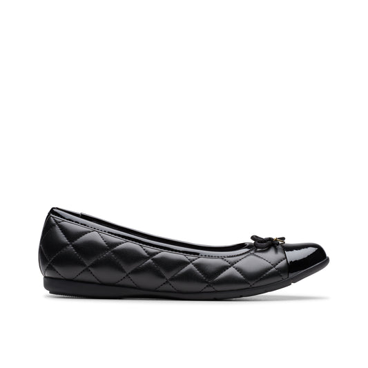 Clarks Dance Cap Girls Black Slip On School Shoe
