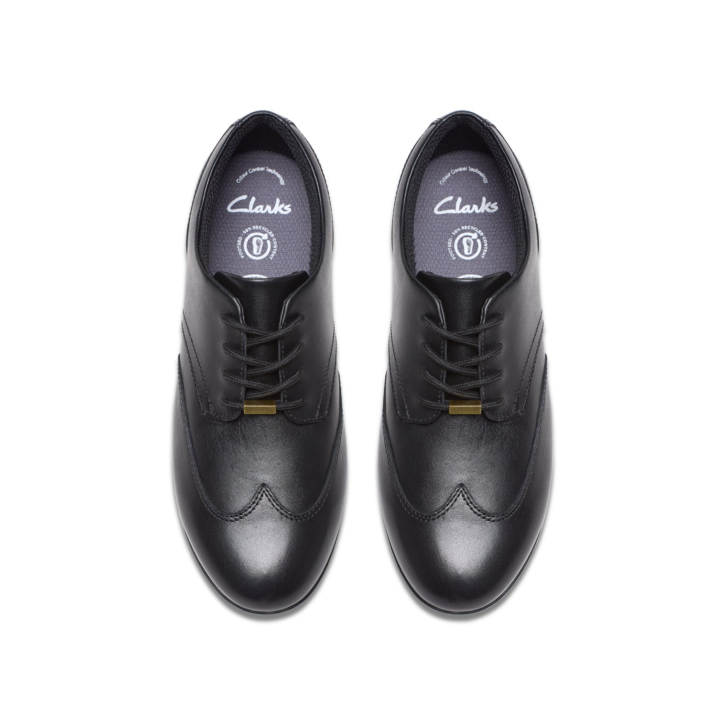 Clarks Finja Wing Y Girls Black Lace School Shoe