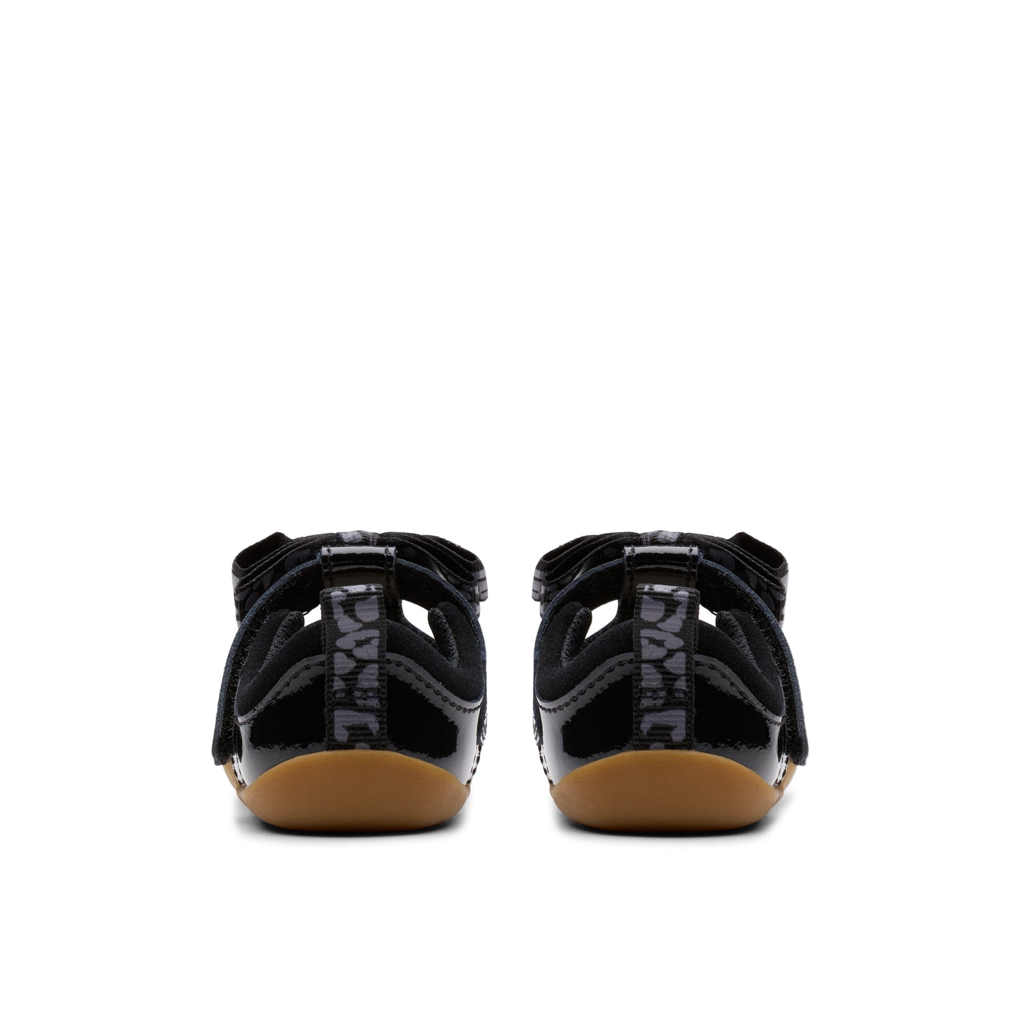 Clarks Roamer Trim T Girls Black Patent Bow Shoe