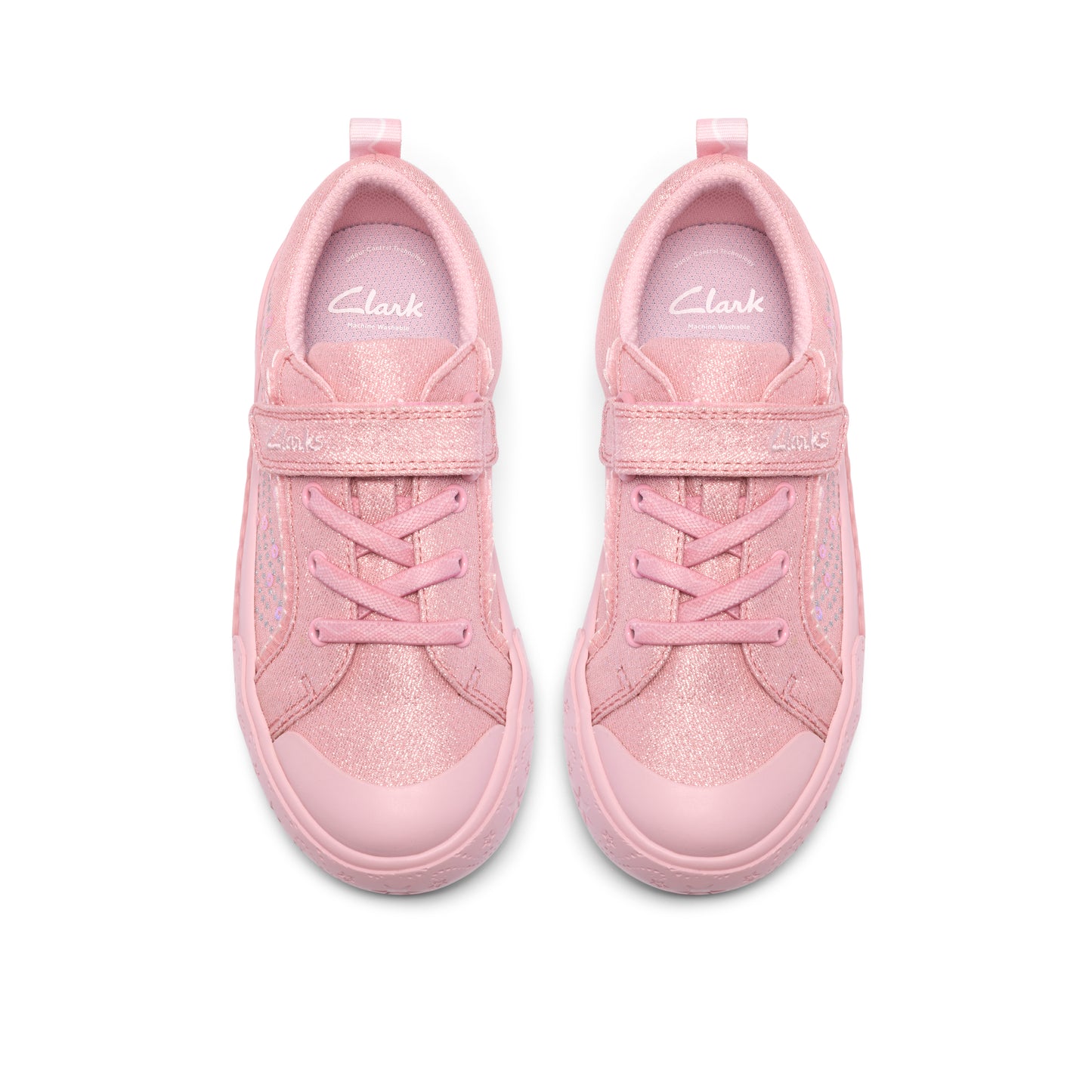 Clarks Foxing Gleam K Girls Pink Canvas Trainer