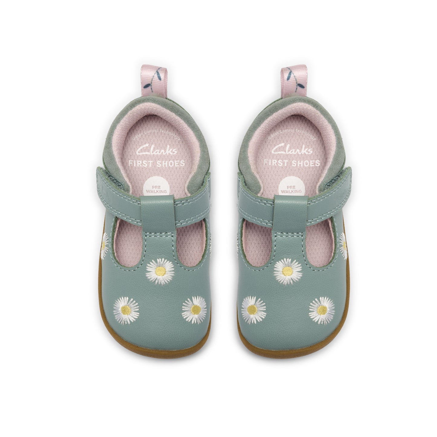 Clarks Roamer Flora T Girls Green Daisy Shoe