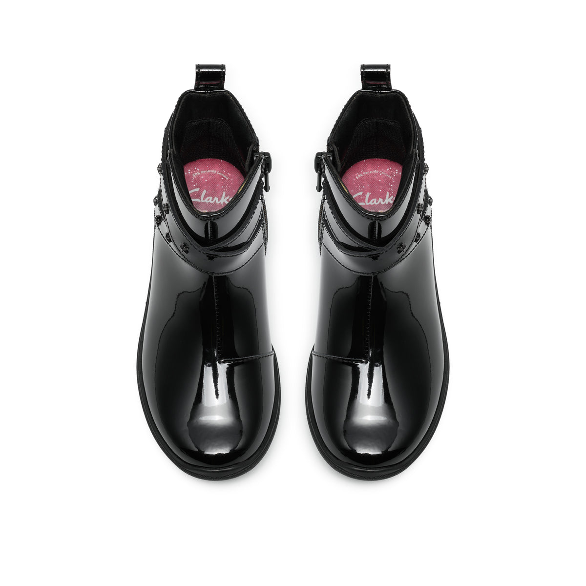 Clarks Relda Star Girls Black Patent Ankle Boot