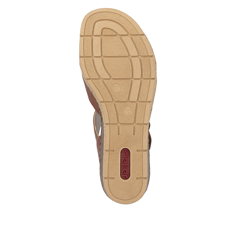 Rieker 6379522 Womens Tan Wedge Sandal