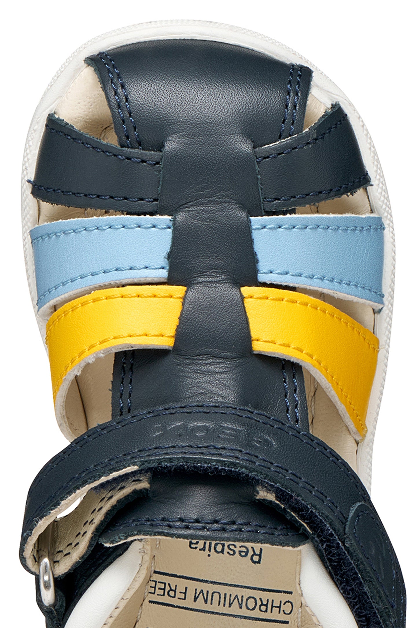 Geox Macchia Boys Navy Yellow Closed Toe Fisherman Sandal