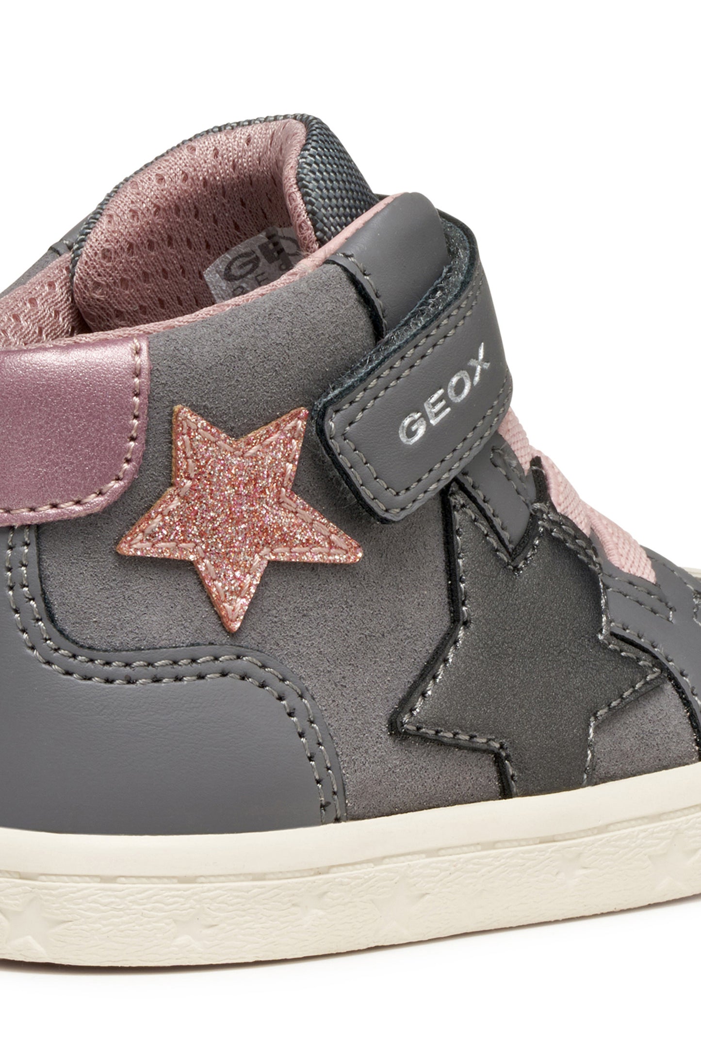 Geox Gisli Girls Grey Pink Star Ankle Boot