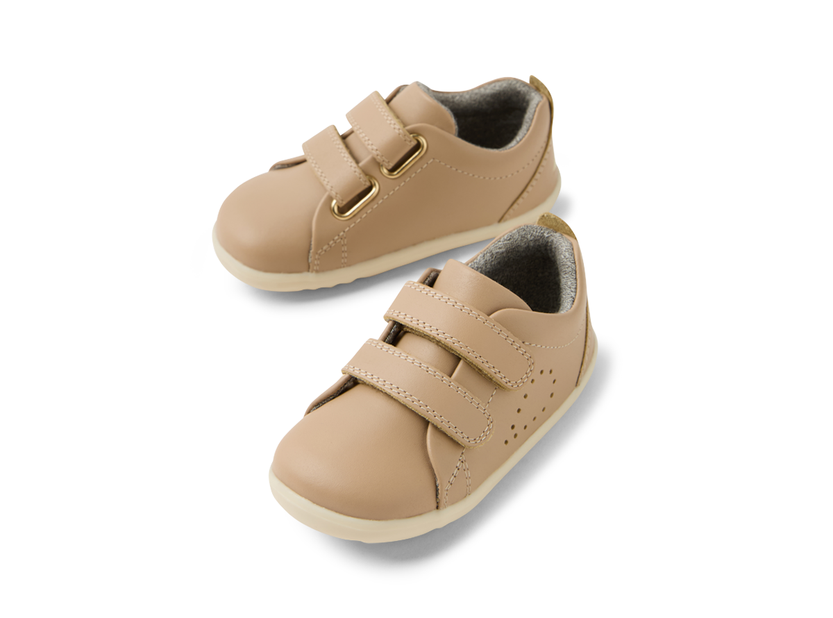 Bobux Grass Court Step Up Girls Warm Taupe Trainer