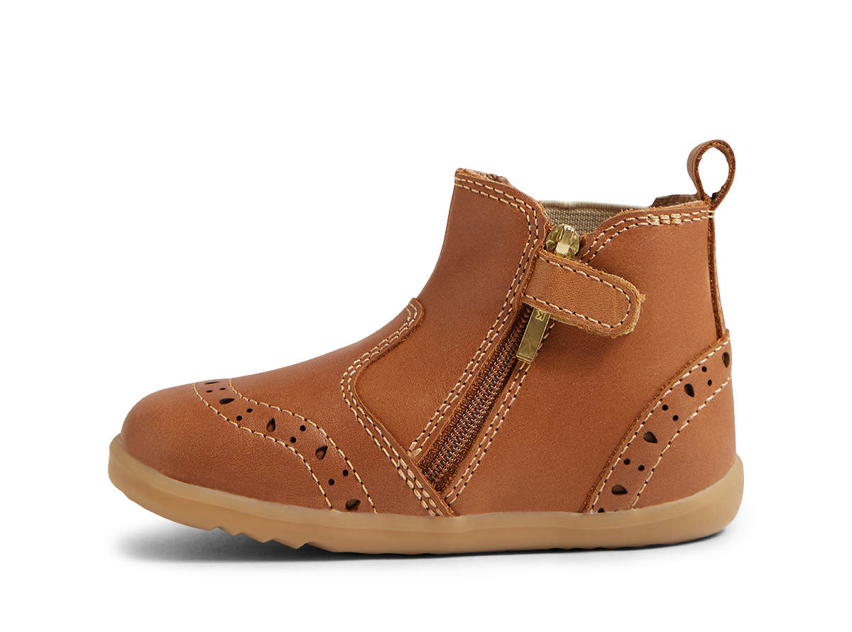 Bobux Billie Step Up Girls Tan Gold Chelsea Boot