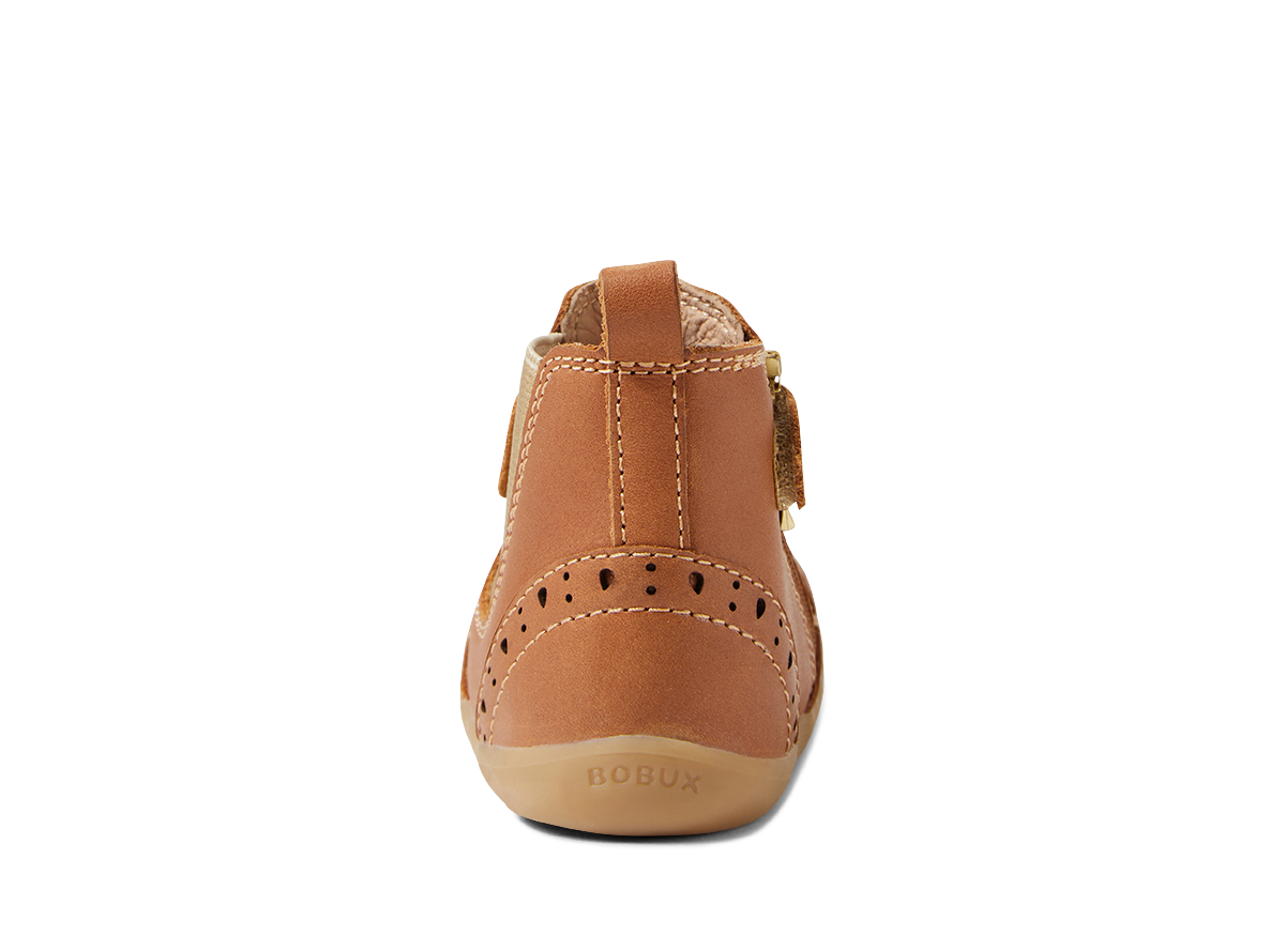 Bobux Billie Step Up Girls Tan Gold Chelsea Boot