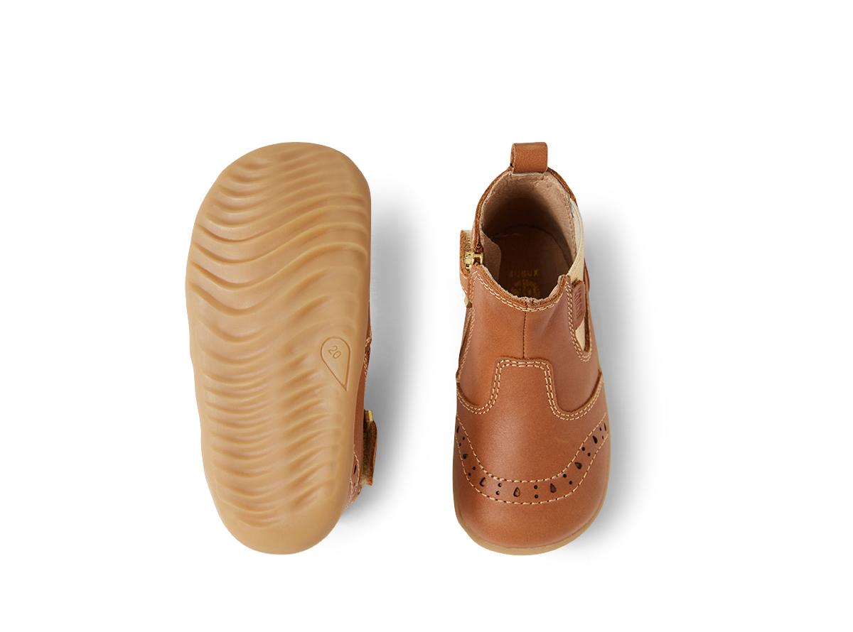 Bobux Billie Step Up Girls Tan Gold Chelsea Boot