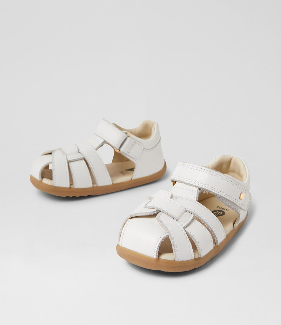 Bobux Skip Twist Step Up Girls White Closed Toe Sandal