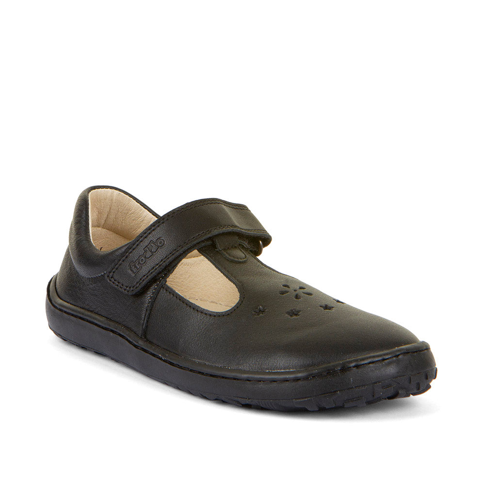 Froddo Nina Girls Black T-Bar Barefoot School Shoe