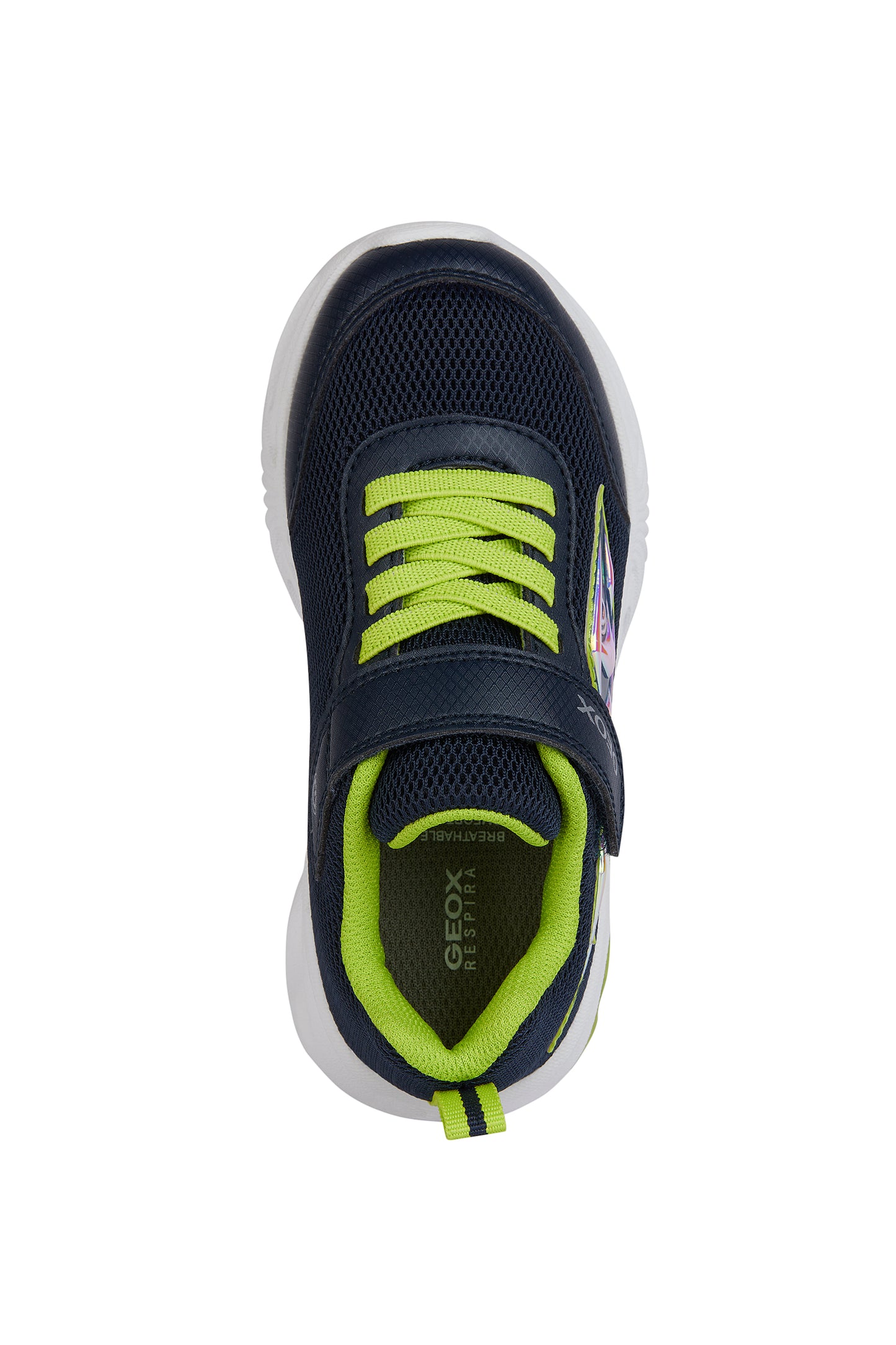 Geox Assister Boys Navy Lime Lights Trainer