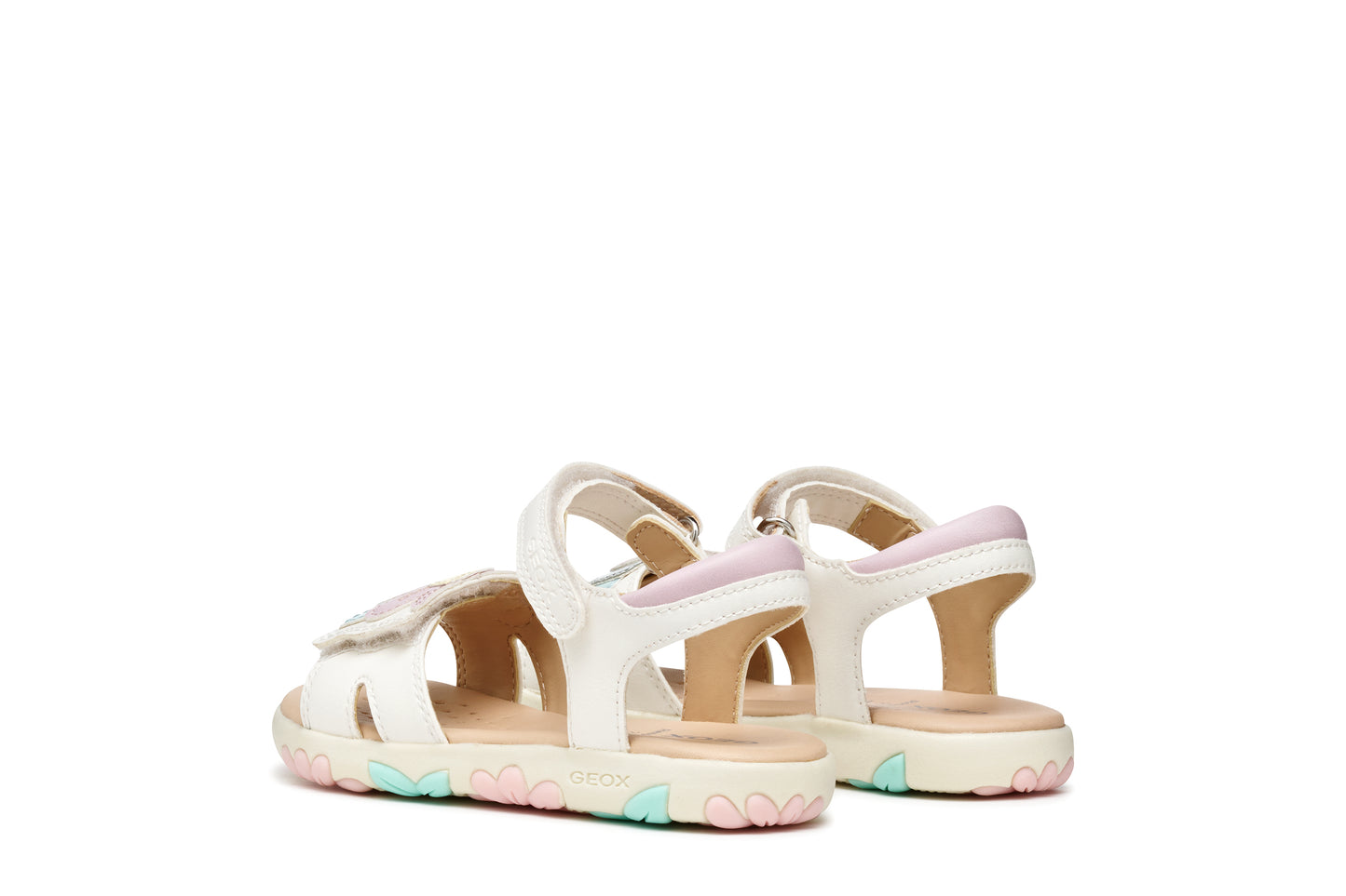 Geox Haiti Girls White Pink Flower Sandal