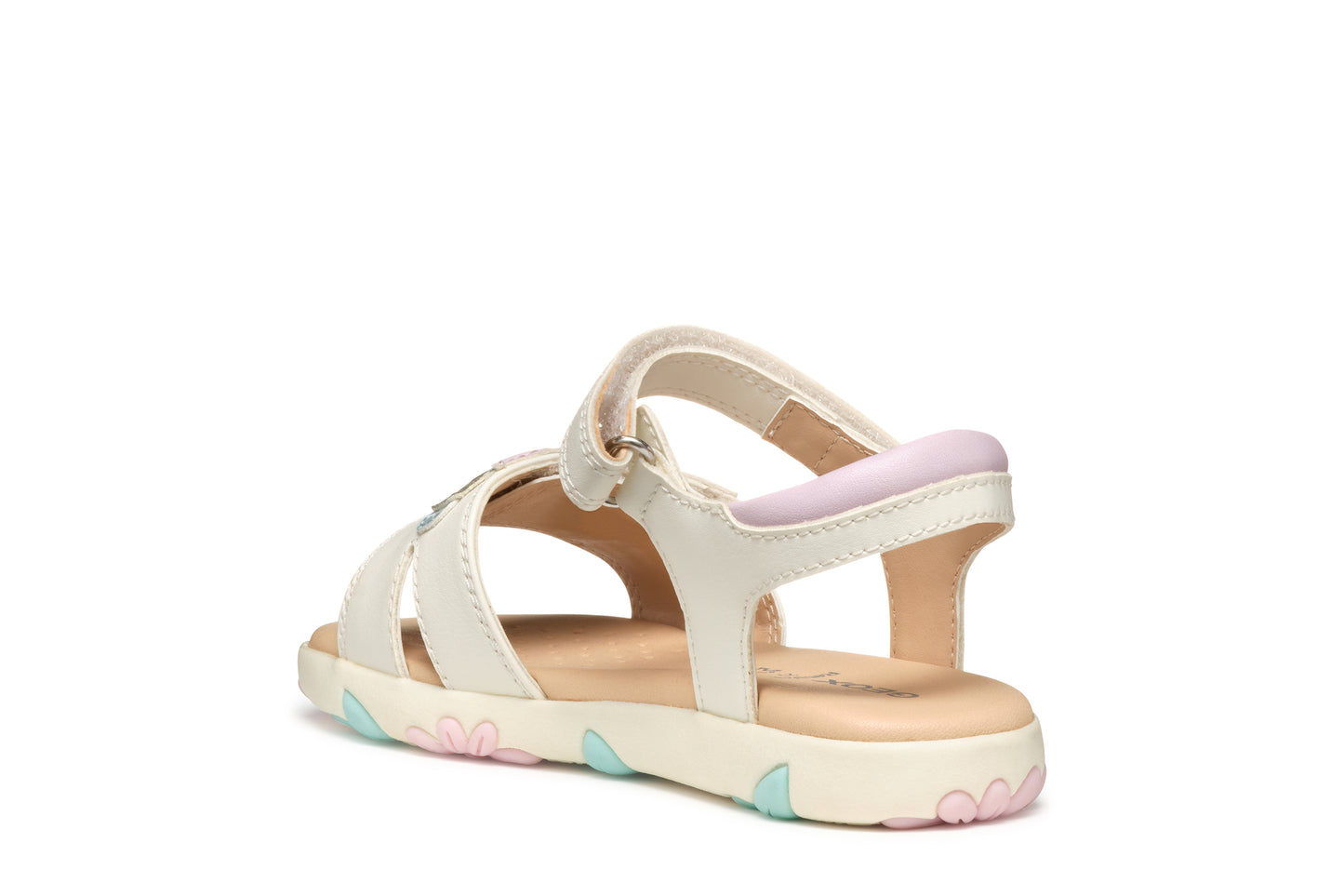 Geox Haiti Girls White Pink Flower Sandal