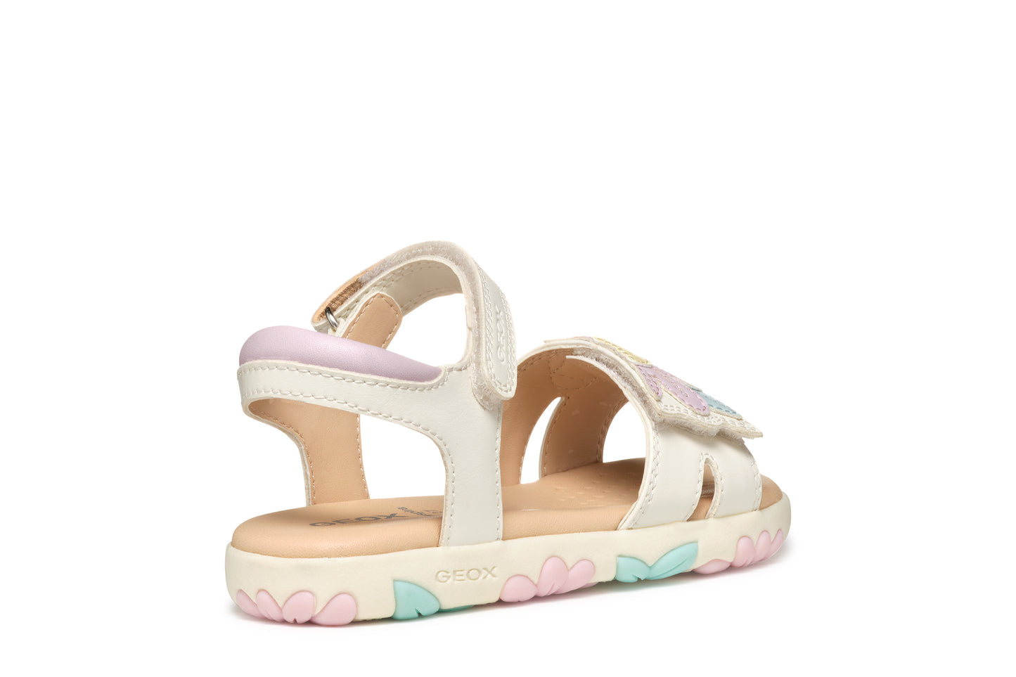 Geox Haiti Girls White Pink Flower Sandal