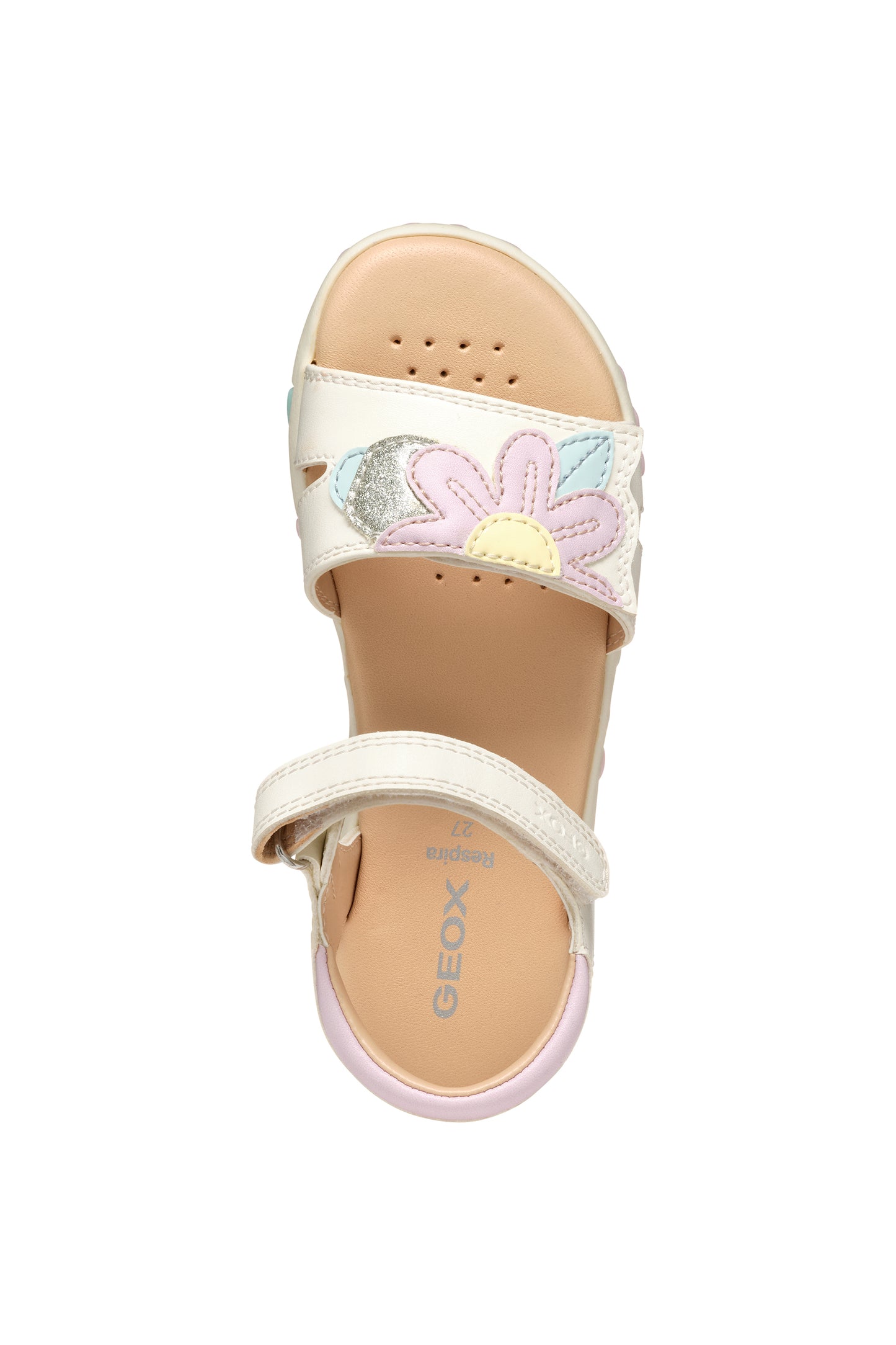 Geox Haiti Girls White Pink Flower Sandal