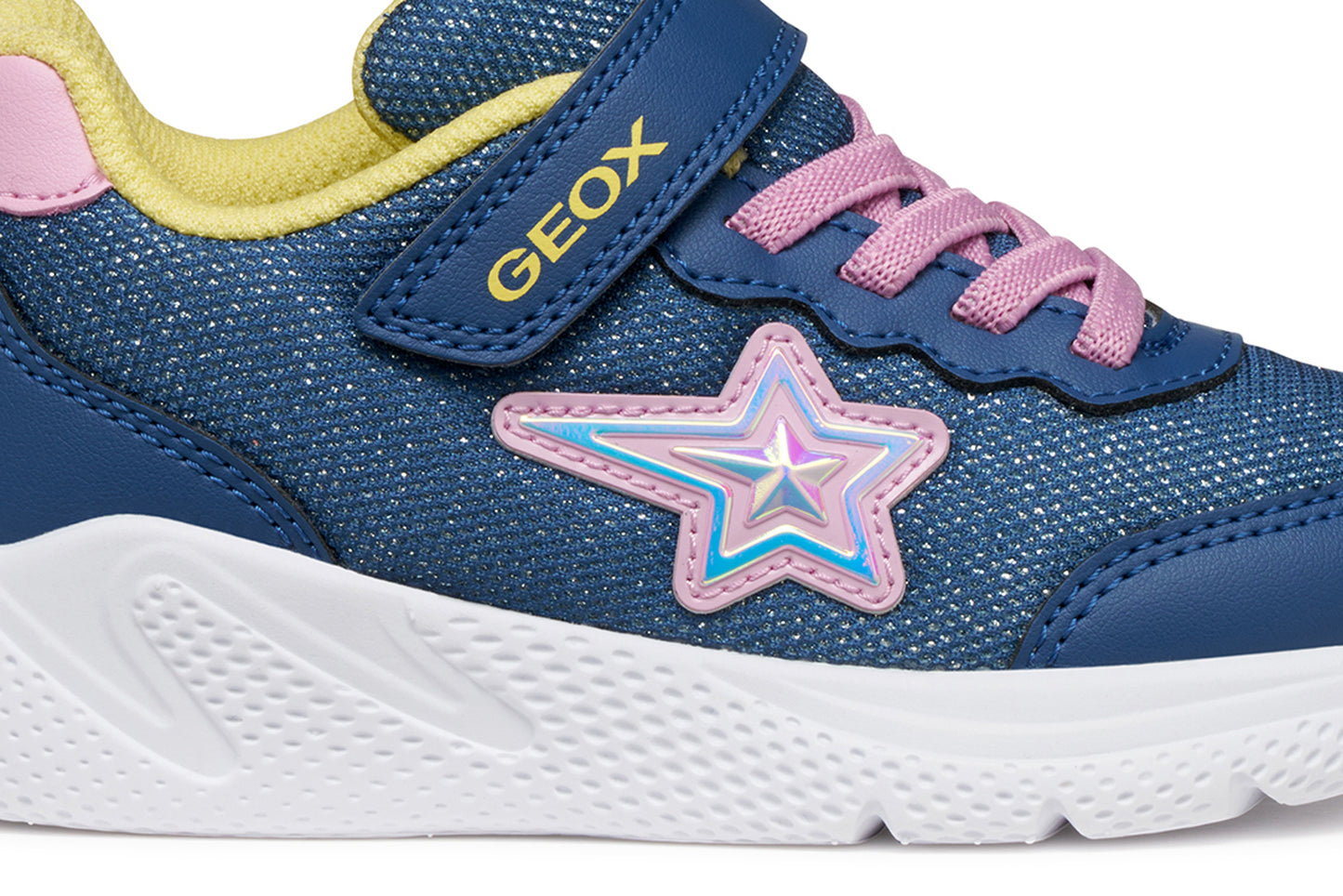 Geox Sprintye Girls Blue Pink Star Trainer