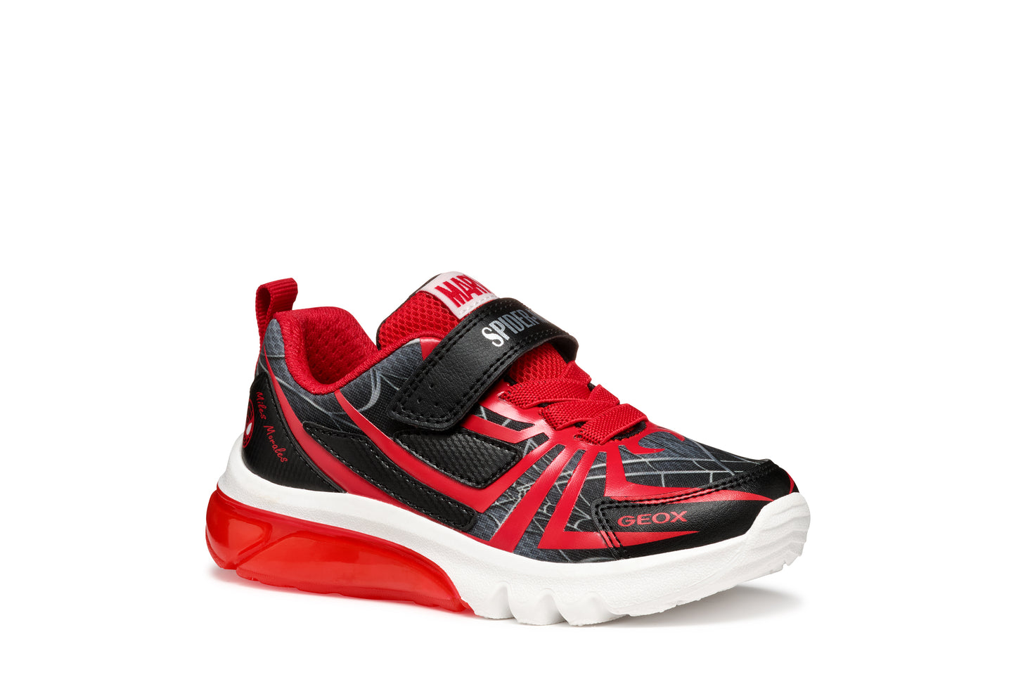 Geox Ciberdron Boys Black Red Spiderman Lights Trainer