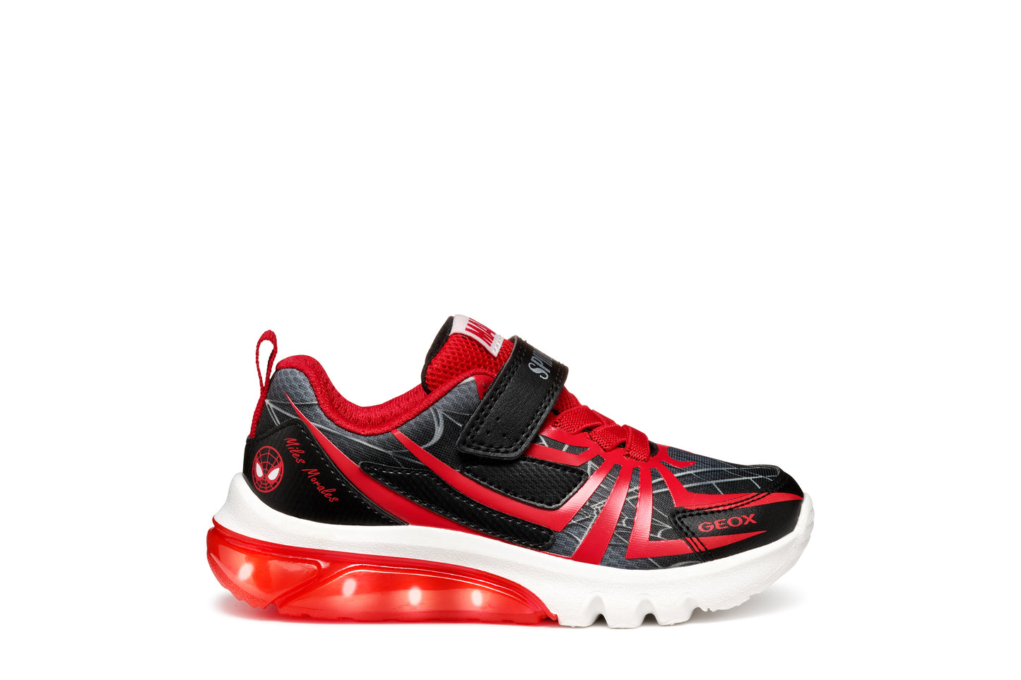 Geox Ciberdron Boys Black Red Spiderman Lights Trainer