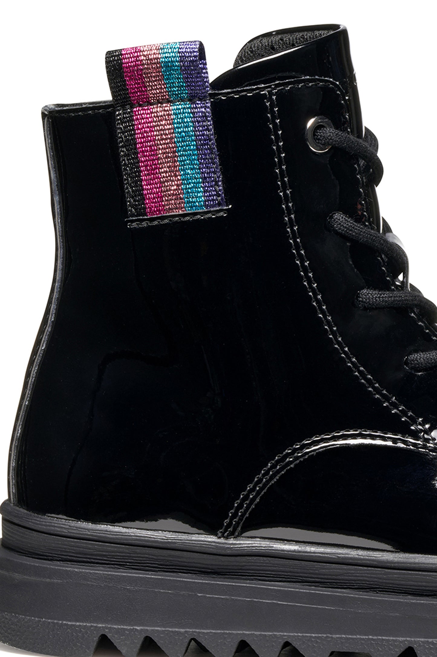 Geox Gillyjaw Girls Black Patent Lace Boot