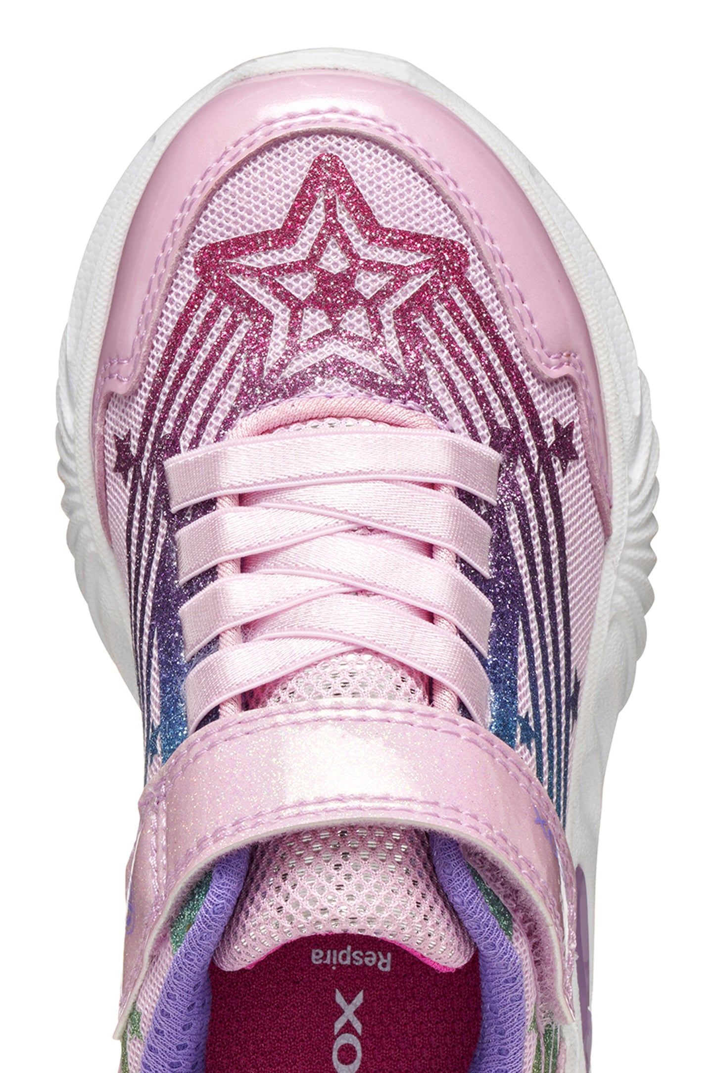 Geox Assister Girls Pink Multi Lights Trainer