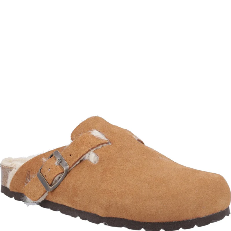 Hush Puppies Jade Women Tan Suede Clog Slipper