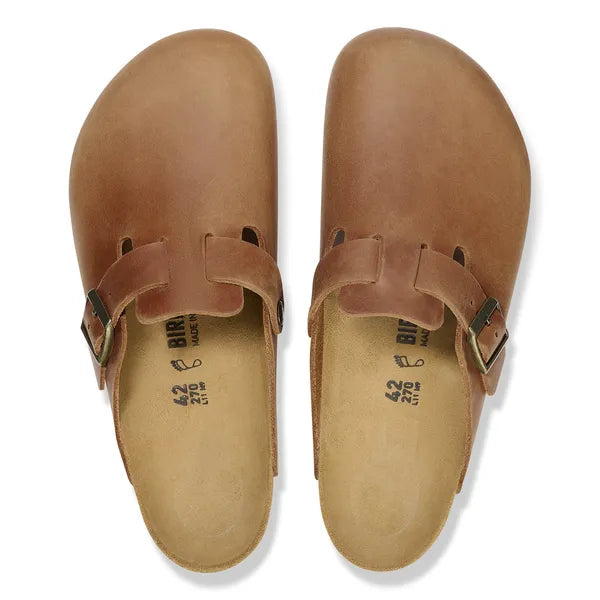 Birkenstock Boston Womens Cognac Leather Clog Shoe